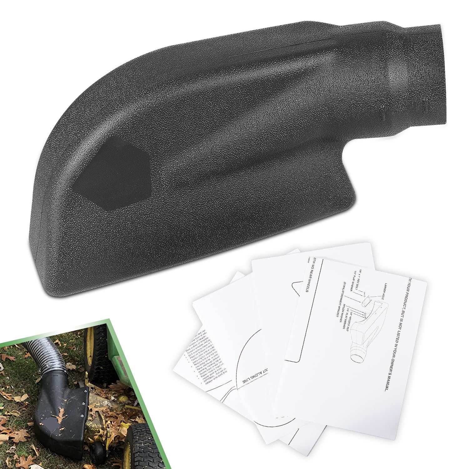 Yoursme 69861 Adapter for Mow-N-Vac 43830, 6-1187, 45-0577, 45-0578, 45-0567 Leaf Vacuum Bagger Deck, Universal Deck Boot Chute