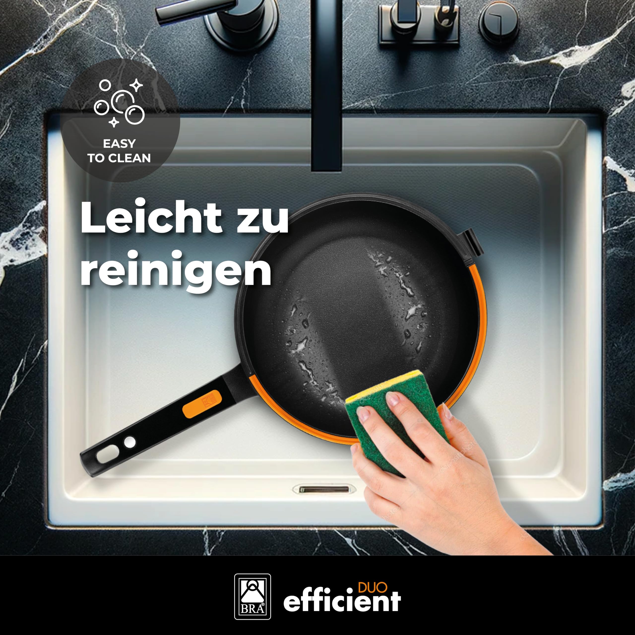 BRA Efficient Duo | Doppelte Kartoffel-Omelette-Bratpfanne, 24 cm Durchmesser, Aluminiumguss, dreifache Antihaftschicht, 100% PFOA-frei, für alle Herdarten