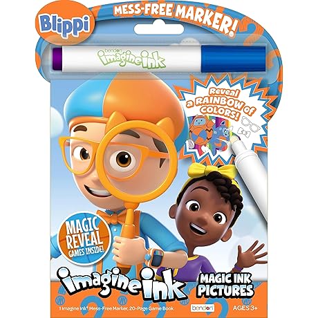 Blippi Bendon 59090 20-Page Imagine Ink Coloring Book with Mess-Free Marker