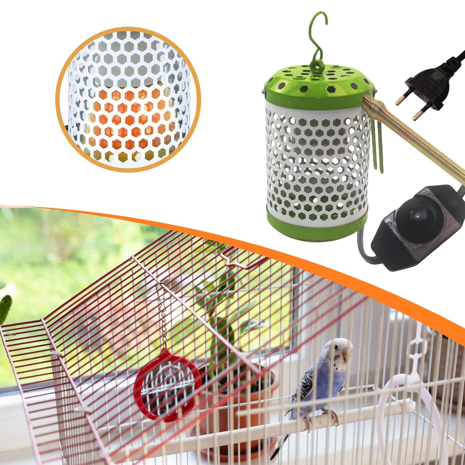 Bird Cage Heizlampe Lampenschirm Wärmeschutz Eisenabdeckung Haustier Wärmeeinrichtung für Vögel Reptilien Winterzeit für Käfige Tierunterkunft