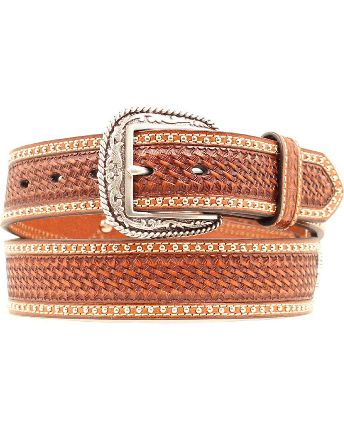 Ariat Men's Scalloped Braid And Stud Belt Black 32 [Apparel]