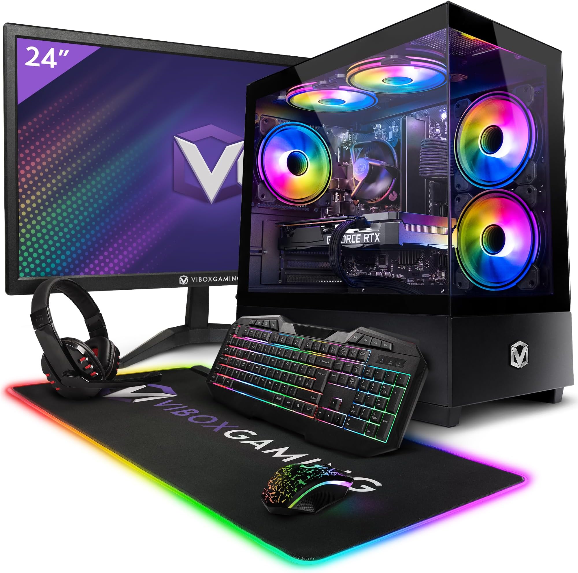 Vibox II-14 Gaming PC Bundle • Intel Core i5 10400F 4.3GHz • Nvidia RTX 3050 6GB • 16GB RAM • 1TB NVMe SSD • Windows 11 • 24" Monitor • WiFi