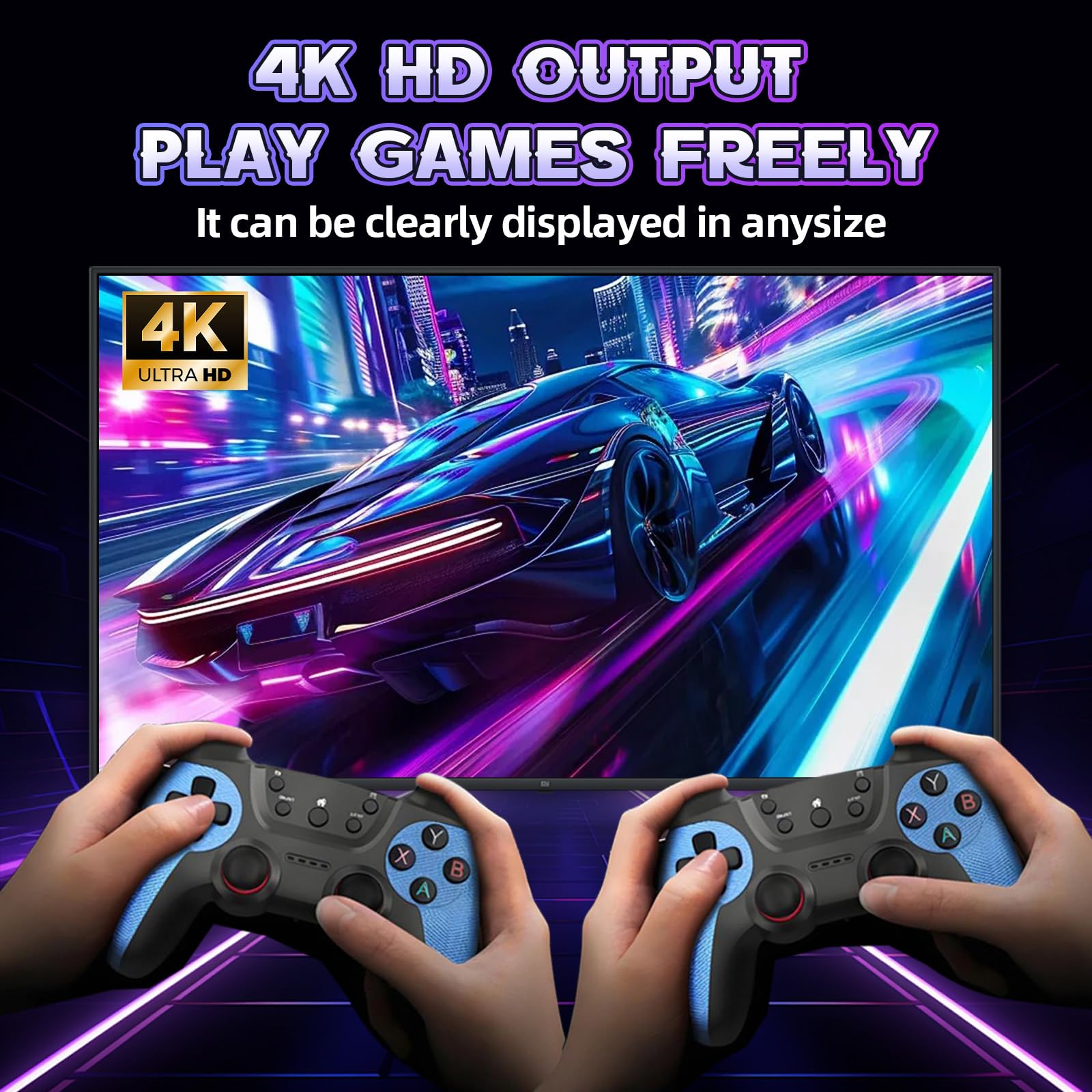 X2 BLUE Console Rétro – Stick De Jeu 4K Avec 30000+ Jeux Intégrés – Double Manette Sans Fil – Plug And Play Sur TV/PC – Carte 128G Incluse