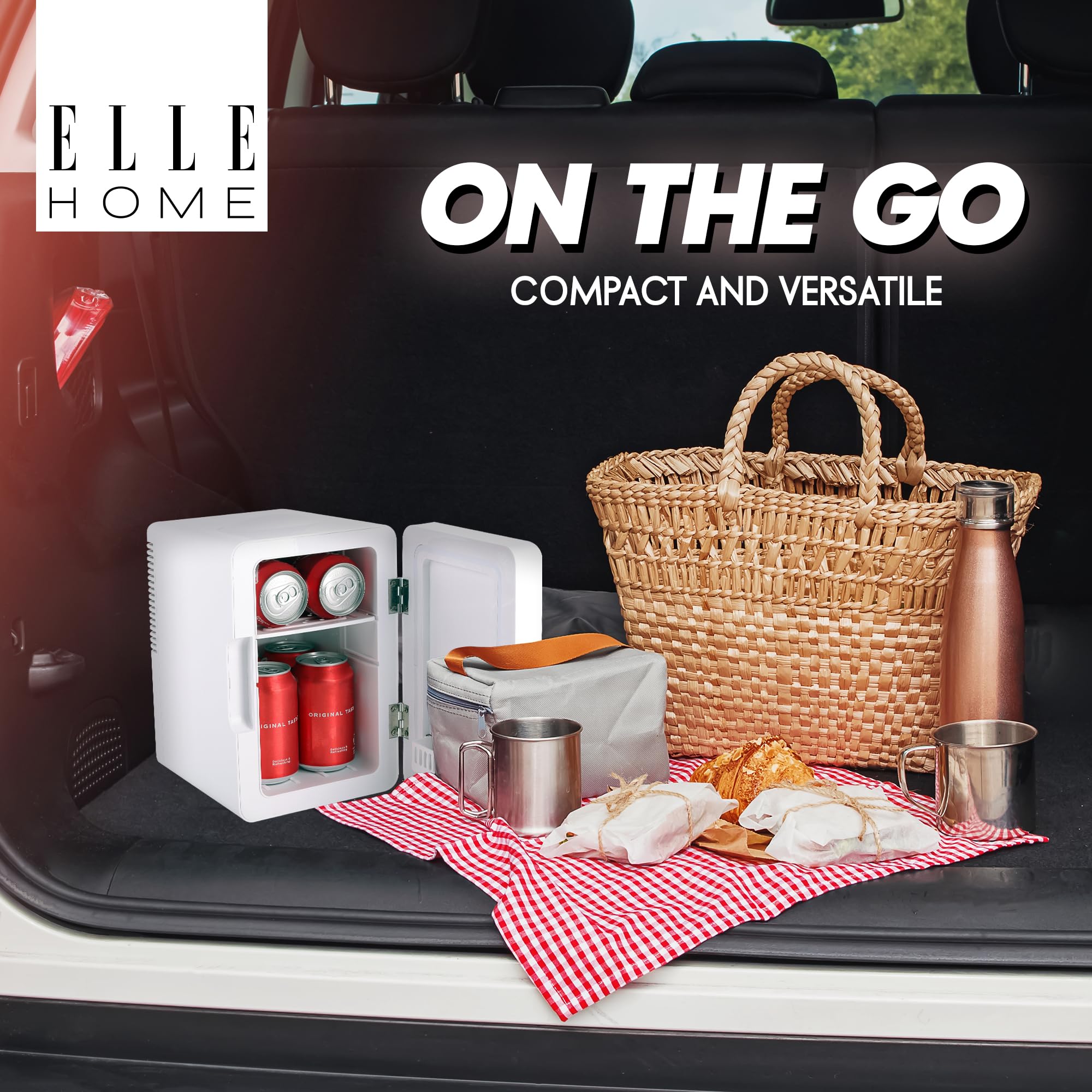ELLE Mini Frigo Cosmetico 6L con Specchio LED - Frigorifero Bellezza Caldo & Freddo per Skincare, Cura e Cosmetici, Illuminazione LED Integrata, Mensola Rimovibile, Maniglia di Trasporto - Viola