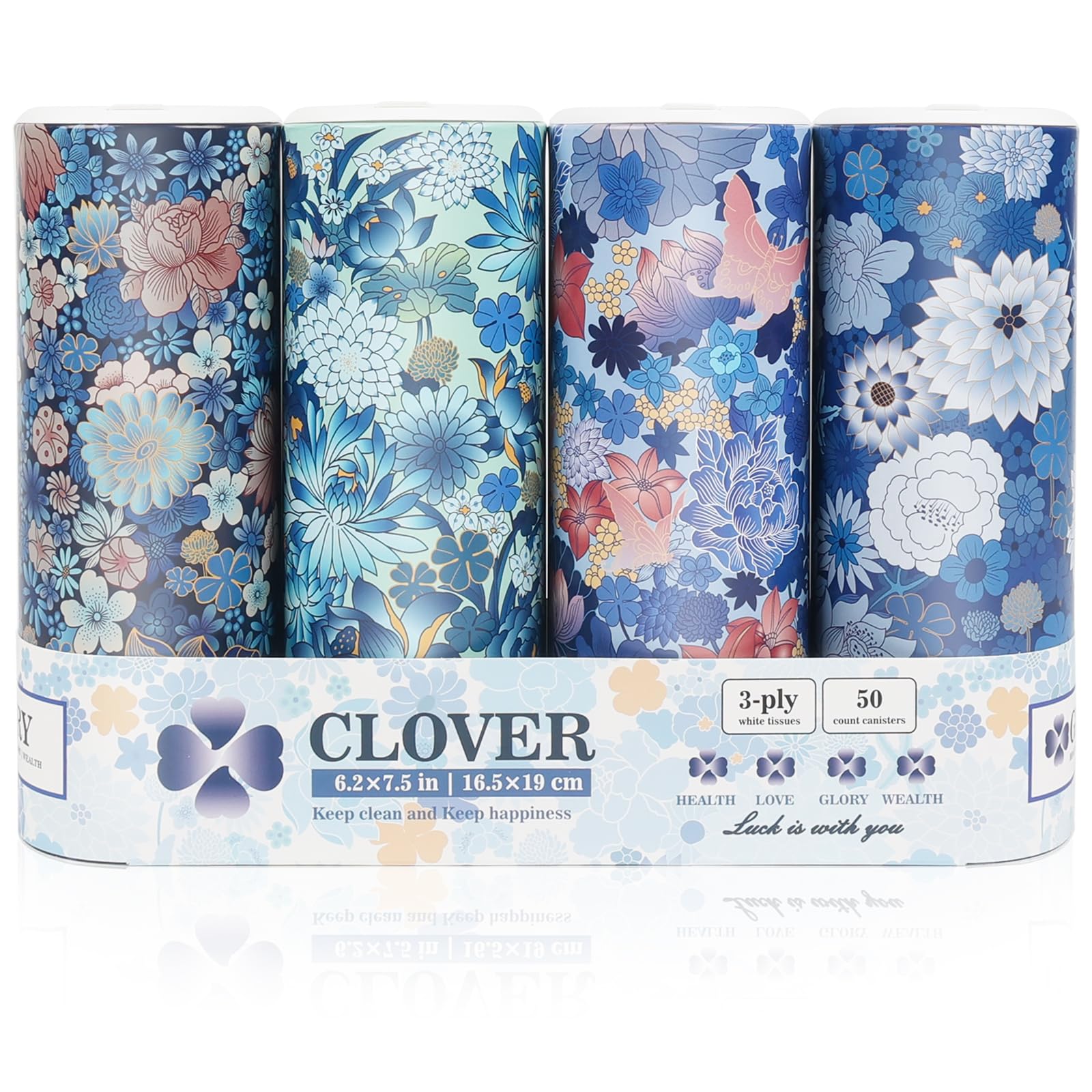 Facial Tissues with Cap - 4 PK Car Tissues Cylinder Car Tissue Holder with Facial Tissues Bulk Round