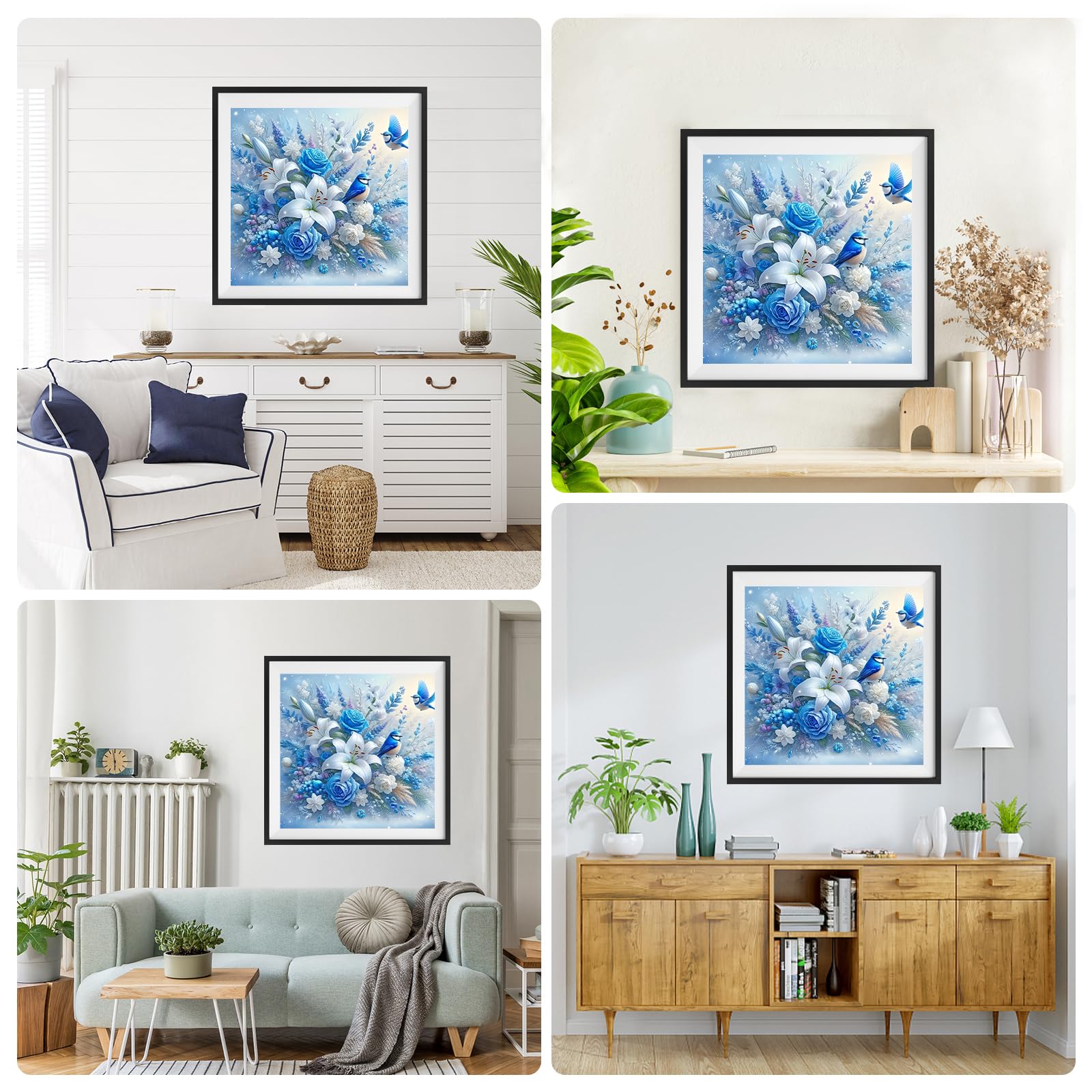 DPIDEA Diamond Painting vogels, diamond painting, foto's, 5D, diamond painting, volwassenen, vogels, diamond painting, foto's, doe-het-zelf, diamond painting voor thuis, decoratie, 30 x 30 cm