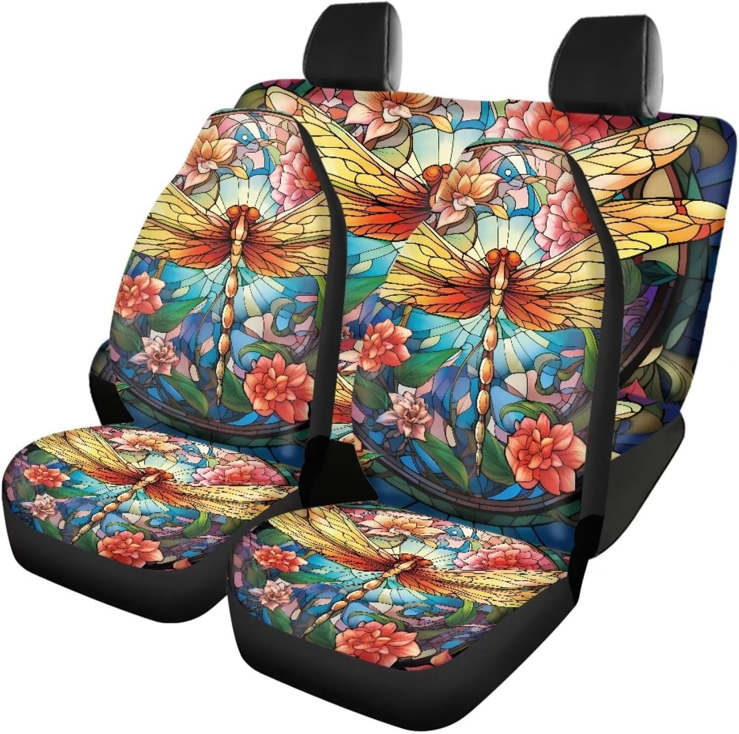 Tomeusey Dragonfly Car Seat Covers Full Set for Women Front
