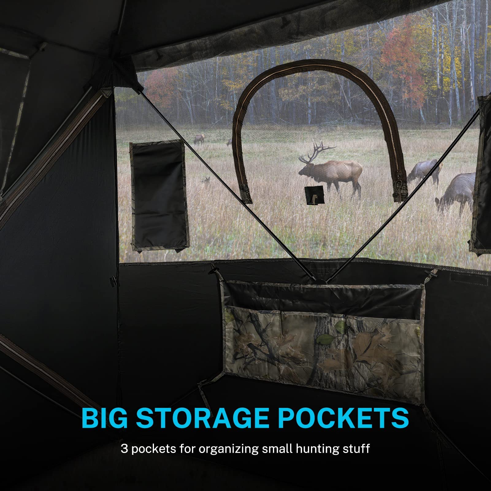 Gonex Hunting Blind, 270 Degree See Through Ground Blind 23 Person Real Tree Mesh Window