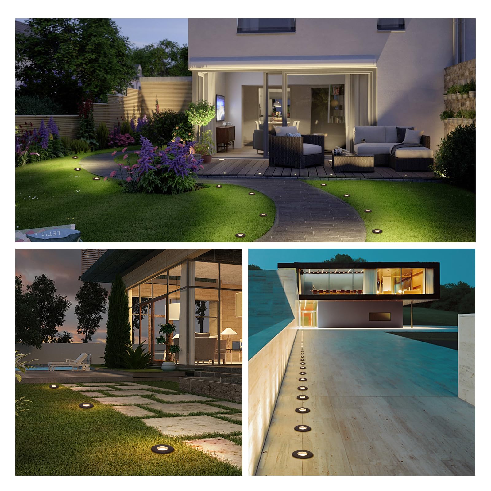 YindaLux 4x Foco empotrables led exterior suelo para GU10 230V, IP67 Impermeable Foco Empotrado en Suelo para Camino Jardín Pasarela Patio Piscina sobre el suelo, Redondo, Negro(sin bombilla)