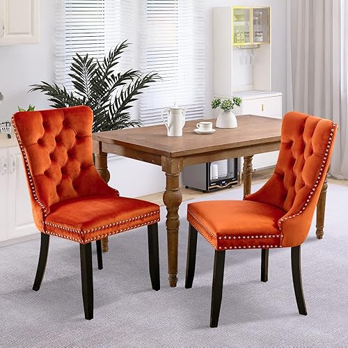 Miniatura 137 de SoarFlash Juego de 6 sillas de comedor de terciopelo, silla lateral de respaldo alto, silla lateral moderna tapizada de alta gama con capitoné y