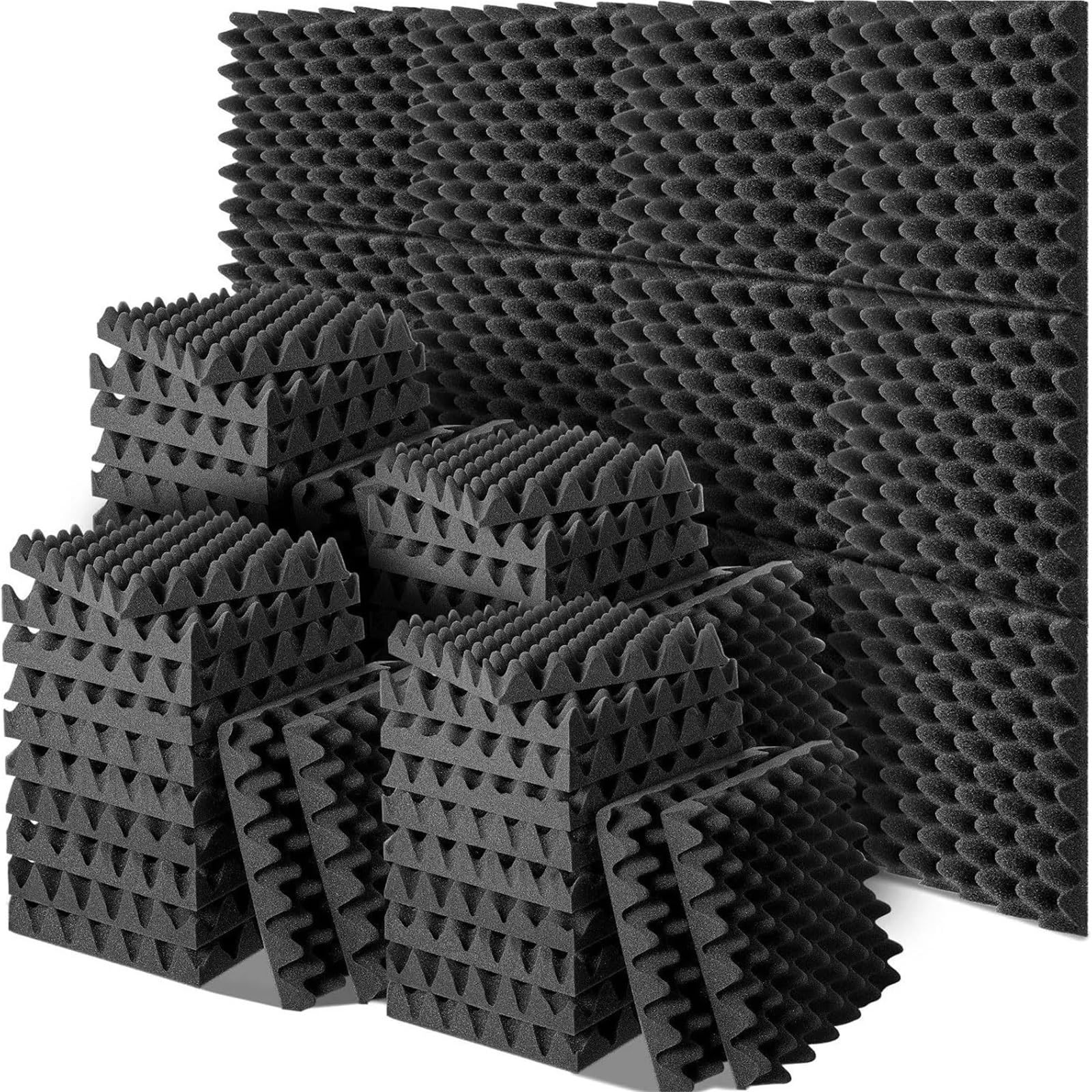 Pannelli autoadesivi in ​​schiuma fonoassorbente - Adesivi murali acustici Eggcrate for uso domestico, KTV, studi e riduzione del rumore Per smorzare il suono(Black 2,30cm X 30cm X 2.5cm)