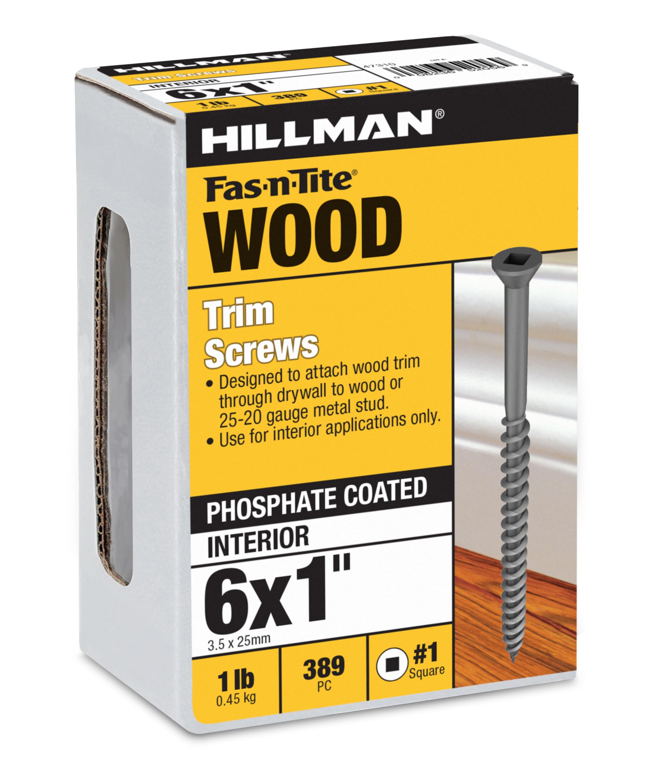 The Hillman Group 47310 6 X 1-Inch Square Drive Trim Screw-Sharp Point, 1-Pound