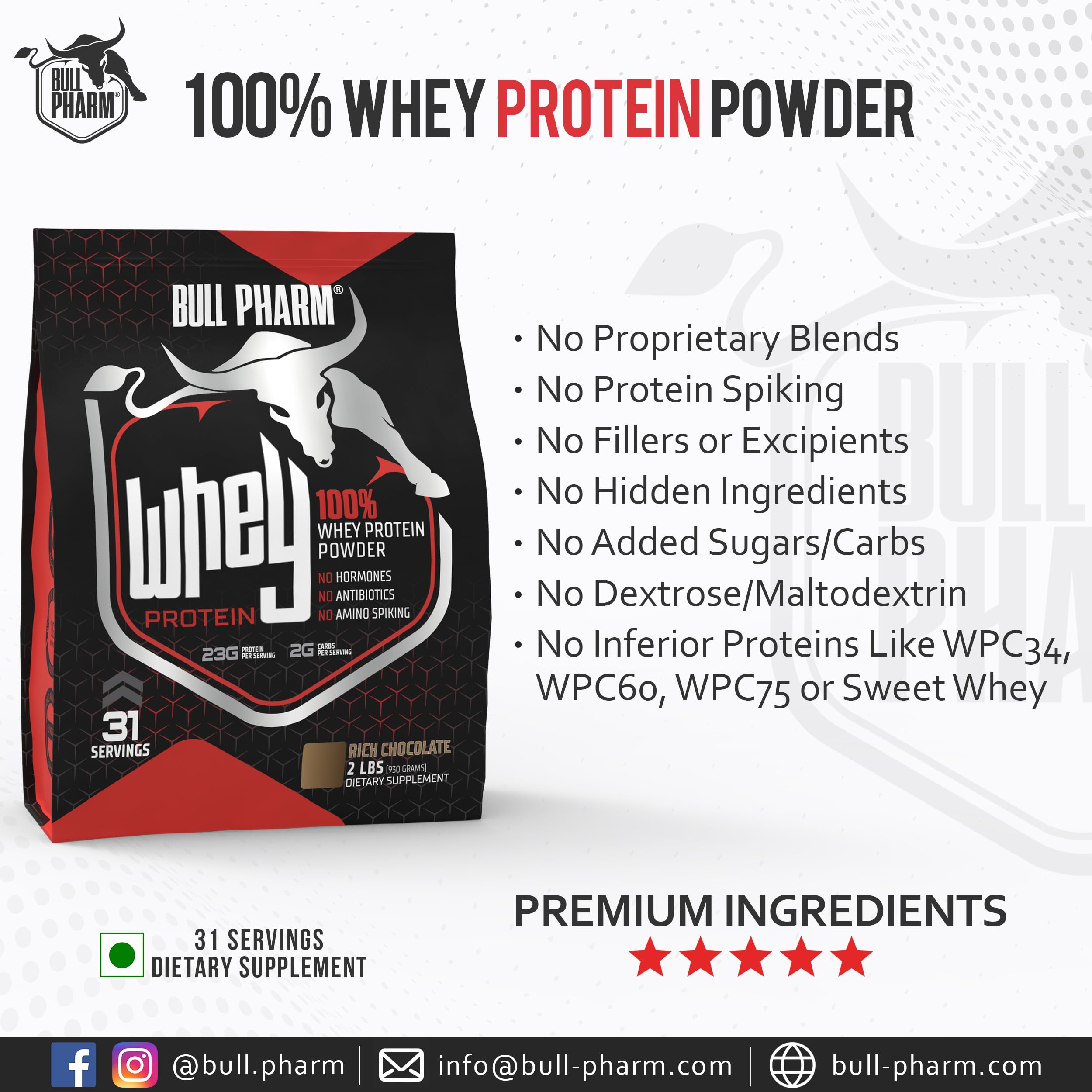 100% WHEY PROTEIN POWDER | FOR LEAN MUSCLE, QUICK RECOVERY | FAST ABSORPTION | NATURAL BCAA AND EAA | NON-GMO | SOY & GLUTEN FREE | RBGH FREE | FSSAI APPROVED (2 Lbs, Rich Chocolate) — Amazon image 6