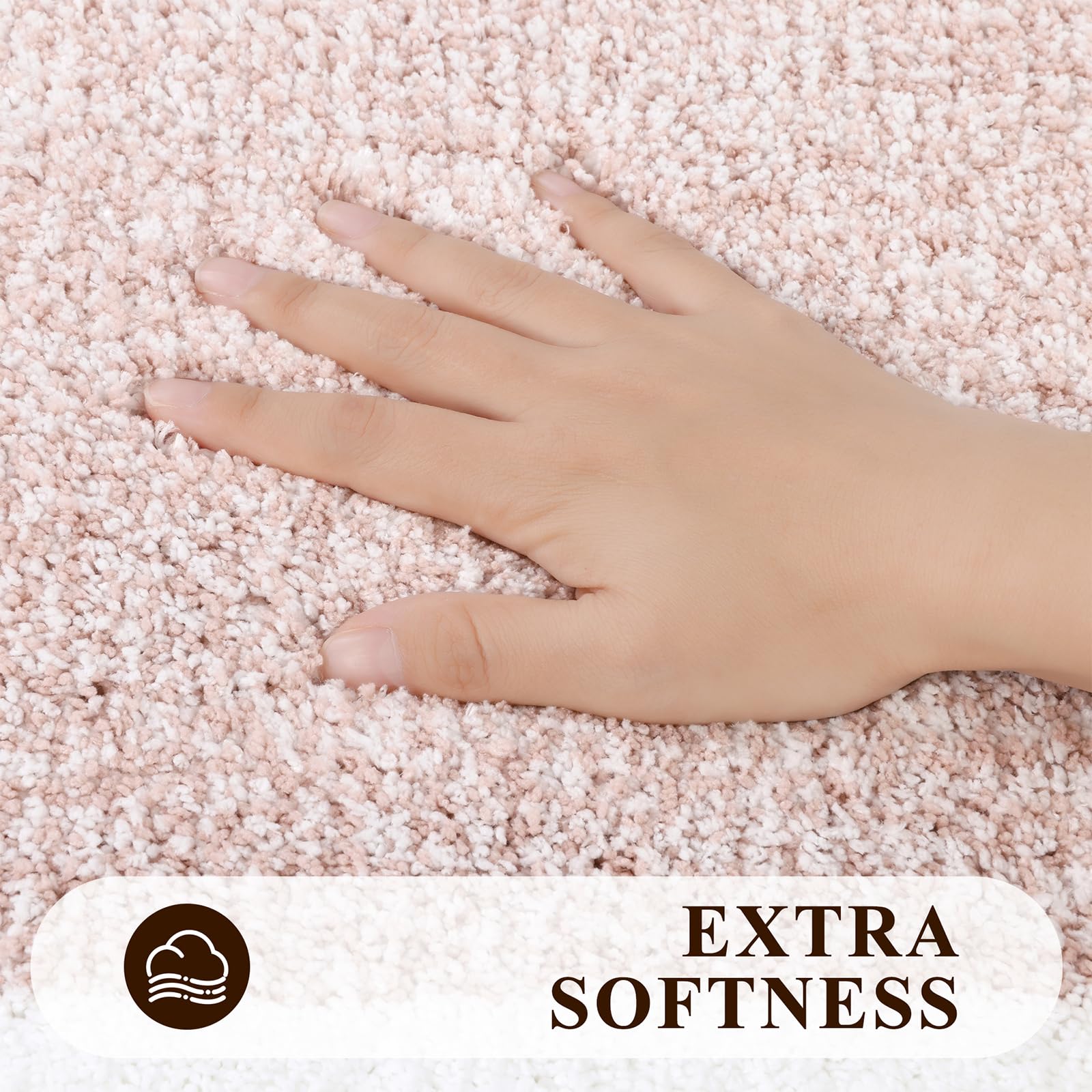Pauwer - Juego de 3 alfombras de baño antideslizantes, absorbentes y peludas, incluye contorno de váter en forma de U, para baño, dormitorio, sala de estar, rosa polvoriento