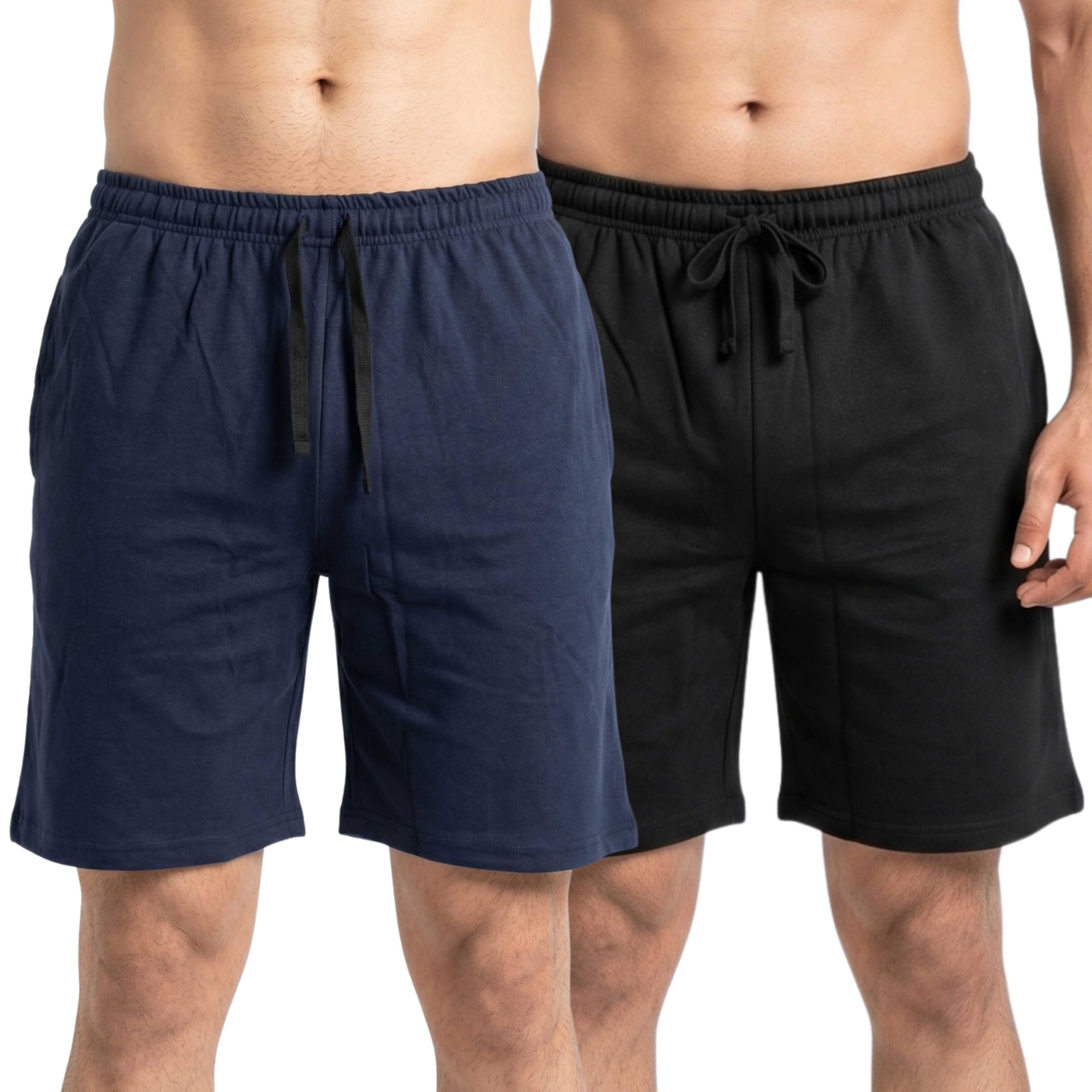 Men's Cotton Loop Knit Shorts, Pack of 2, Casual Lounge Wear with Drawstring Waist-picture-47