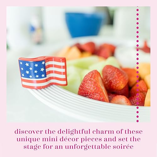 Miniatura 3 de nora fleming - Bandera estadounidense A18 – Decoración navideña de cerámica pintada a mano – Minis de primavera para el hogar y la oficina