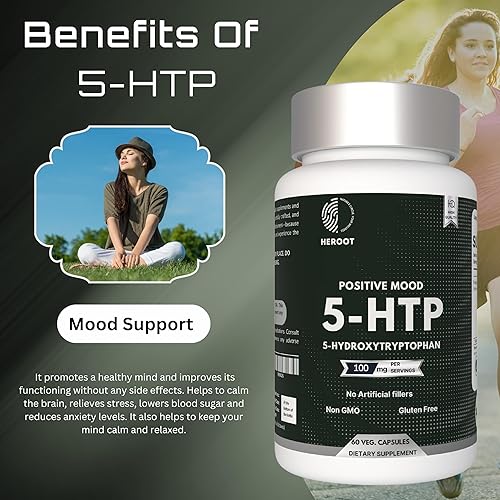 Miniatura 5 de 5-HTP 200 mg, 60 cápsulas vegetarianas (5-hidroxitriptófano) Vitaminas de apoyo del estado de ánimo sin OMG y sin gluten para mujeres y hombres