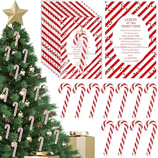 Nuogo 12 Sets Candy Cane Legend for Christmas Favor Christian Scented Hanging Ornament Christian Church Gift Candy Cane for Holy Xmas Bookmarks Nativity Festival Holiday Gifts Party Supplies