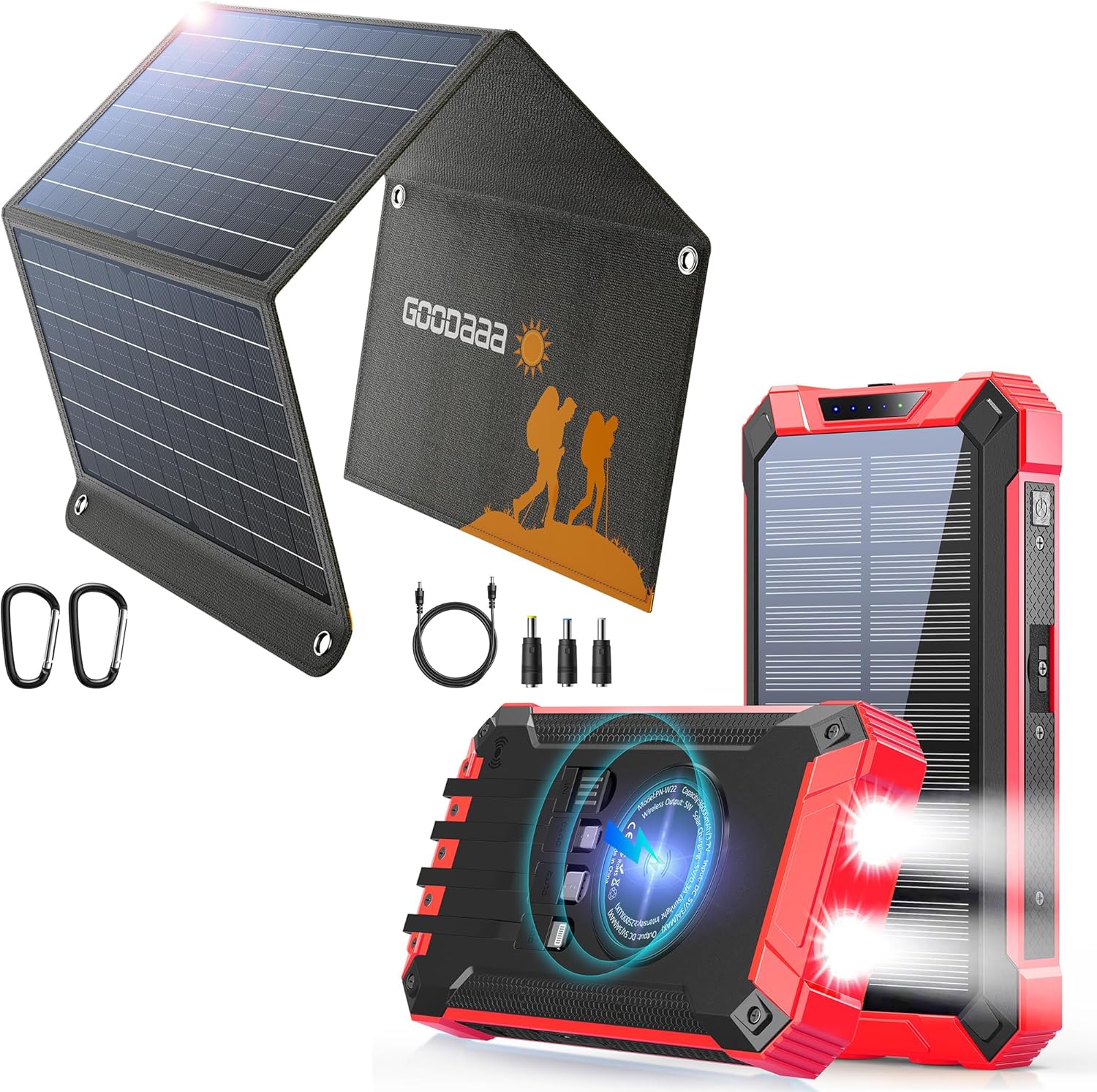 GOODaaa 30W Solar Panel Plus 36000mAh Solar Power Bank Wireless Charger