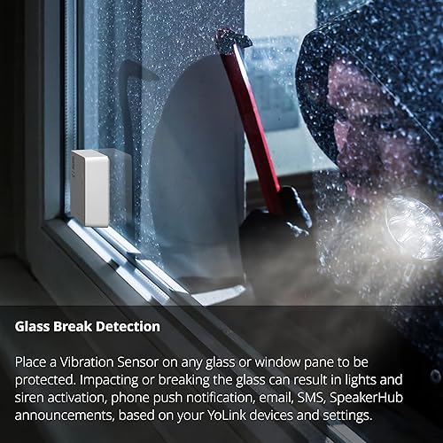 Miniatura 4 de YoLink Kit de inicio de sensor de vibración inteligente LoRa y Hub Hub y choque inteligente, rotura de vidrio, manipulación, detector de movimiento,