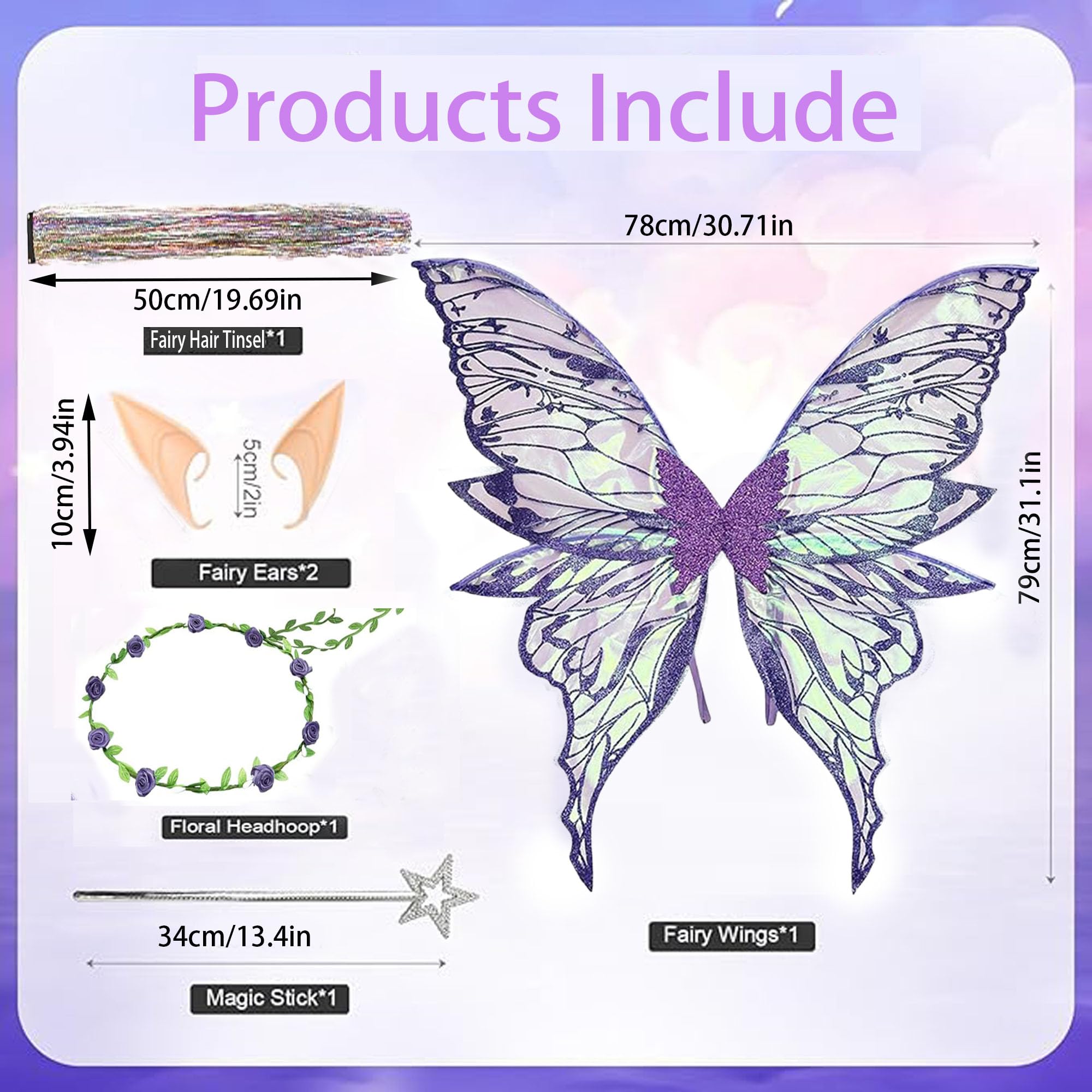 Fairy Wings Costume, Butterfly Wings with Elf Eyes, Princess Wings, Butterfly Wings Costume - Image 2