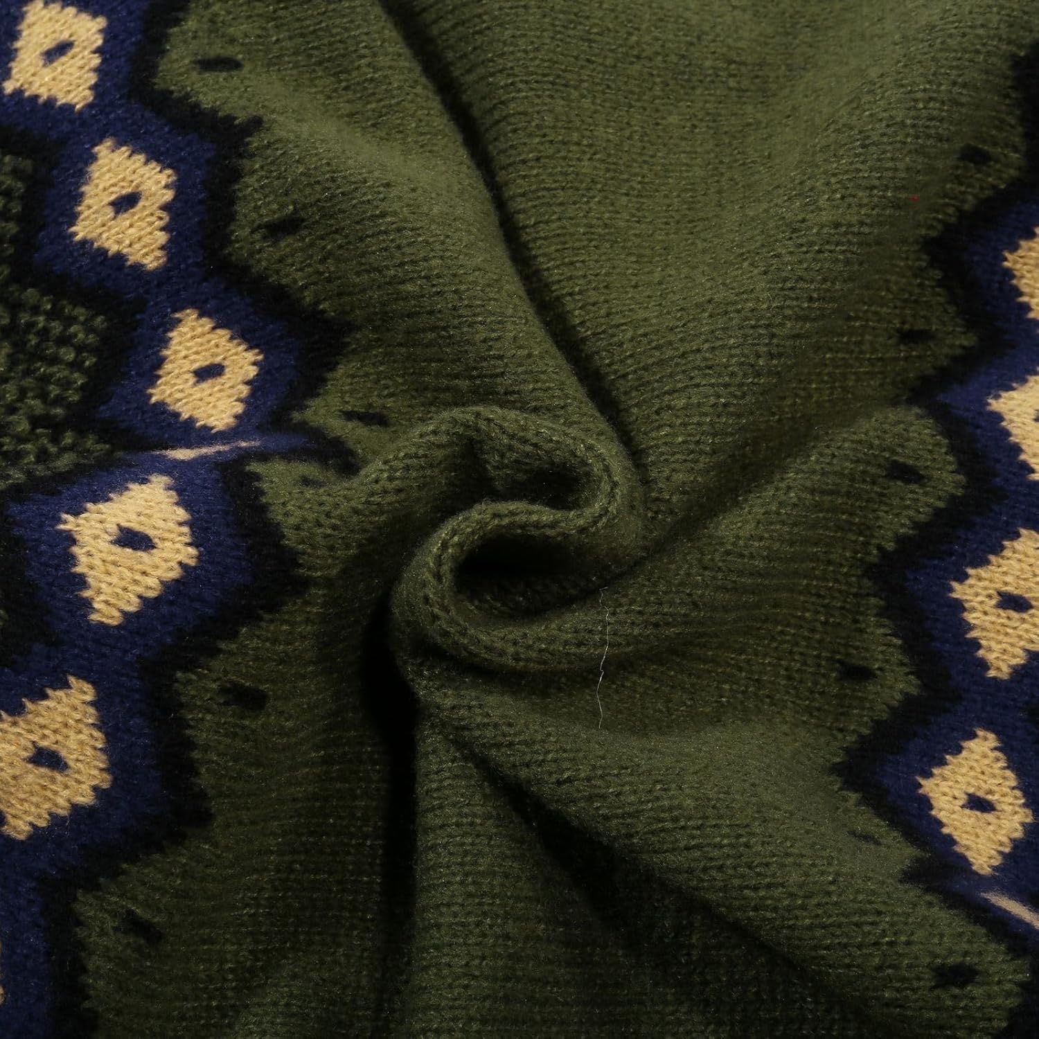 Fair Isle Sweaters for Women Knitted Vintage Argyle Boho Print Pullover Tops Long Sleeve Crewneck Loose Fit Sweater - Image 6