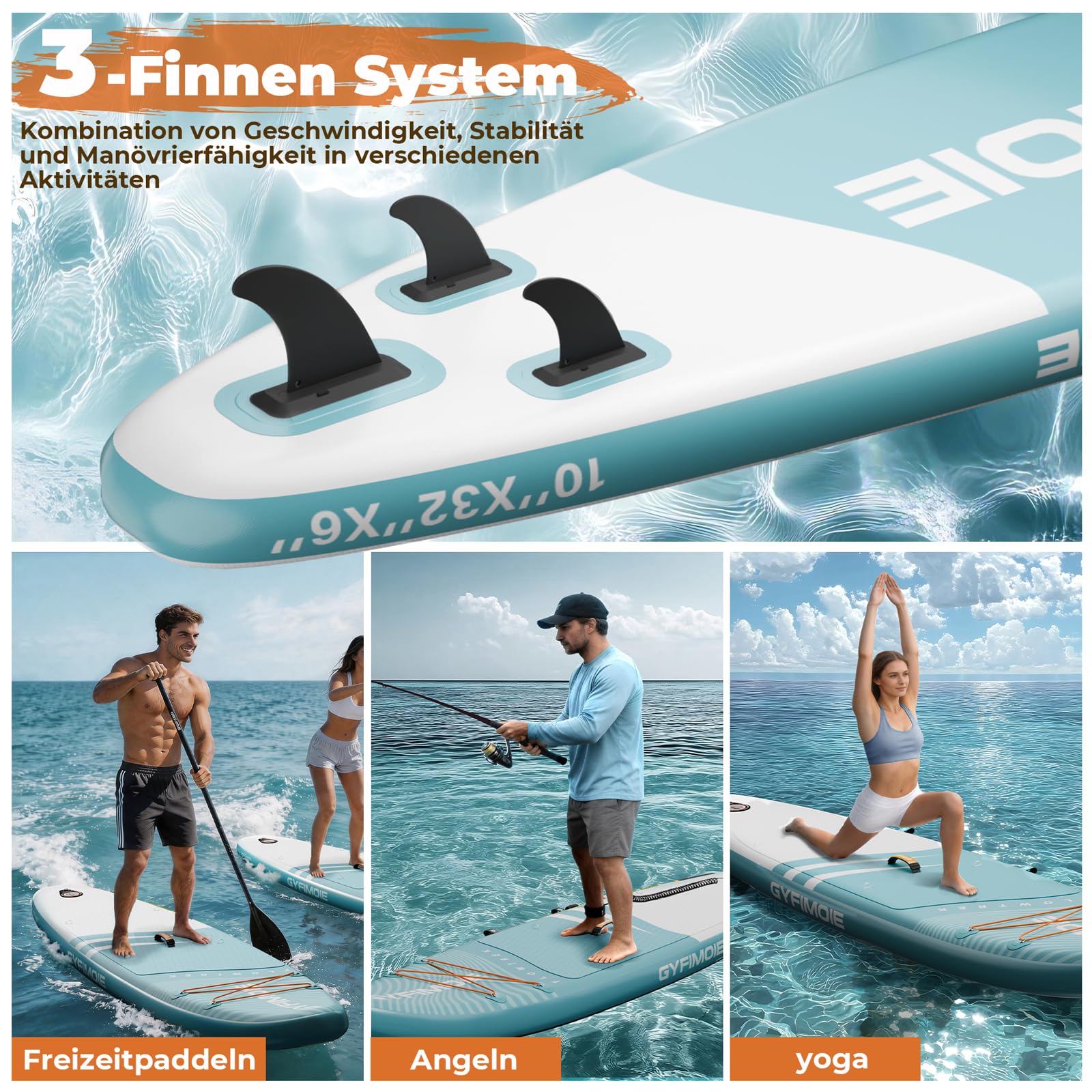 Gyfimoie 325cm Premium Stand Up Paddling Board, SUP Board Set, Aufblasbar, Mit Universal Kamerahalterung, Komplettes Zubehör, Verstellbares Paddel, für Anfänger, Fortgeschrittene