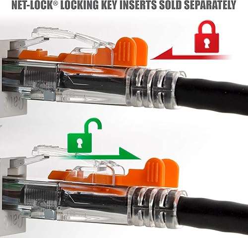 Miniatura 7 de NTW Cable de conexión de red Ethernet RJ45 patentado CAT6 con cerradura de red (UTP), sin enganches, negro (NL-U6K-015BK)