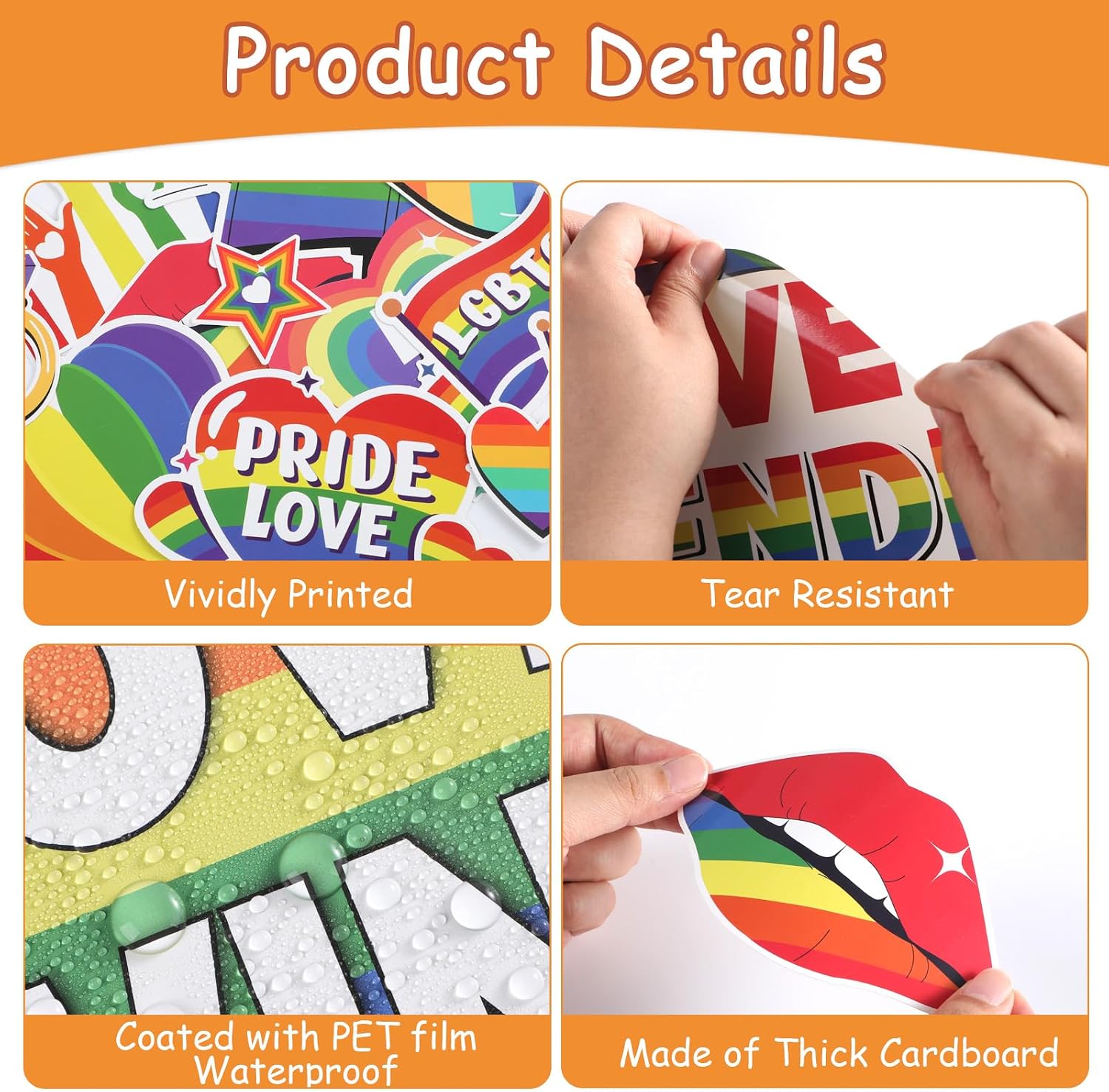 party greeting LGBT Pride Month Bulletin Board Inspirational Classroom Decoration Pride Month Signpost Rainbow Paper Cutouts LGBTQ Love is Love Supplies for School Office Library Wall Door Decor