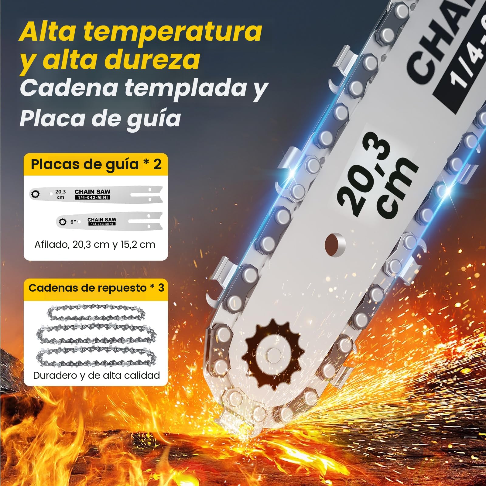 Mini Motosierra Bateria 8000 Mah Con 1000w Motor Sin Escobillas, Con Depósito De Aceite, Equipado Con, Puede Cortar Ramas De 8 y 6 Pulgadascon Bomba De Aceite y Cadena De Repuesto