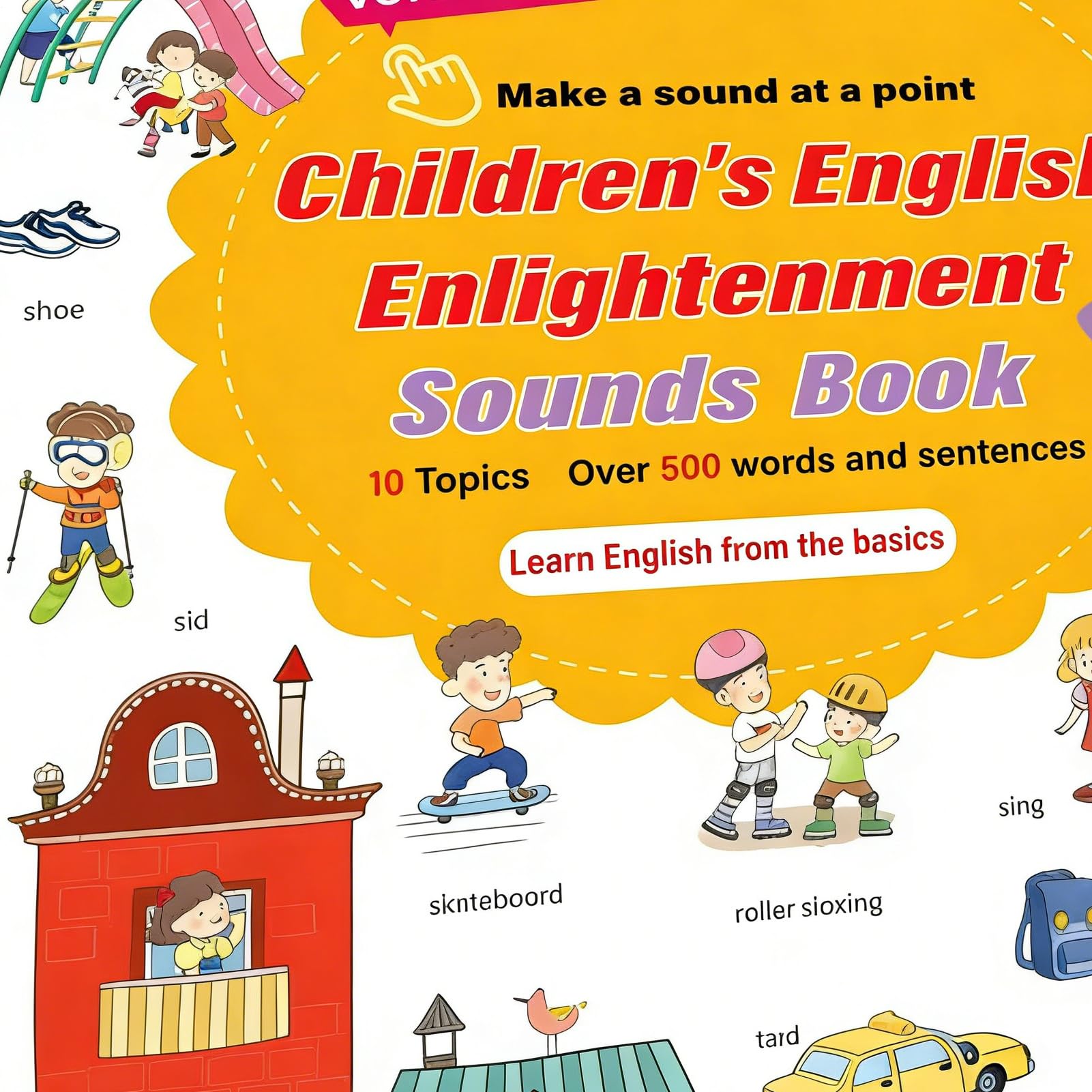 Libri Parlanti Per L'apprendimento 'inglese, Educativi Coinvolgenti, 27x20 Cm, Libro Di Apprendimento Audio Da 500 Parole, Libro Sonoro Di Parole Inglesi, Design Robusto E Sicuro, Per Aule, Biblio