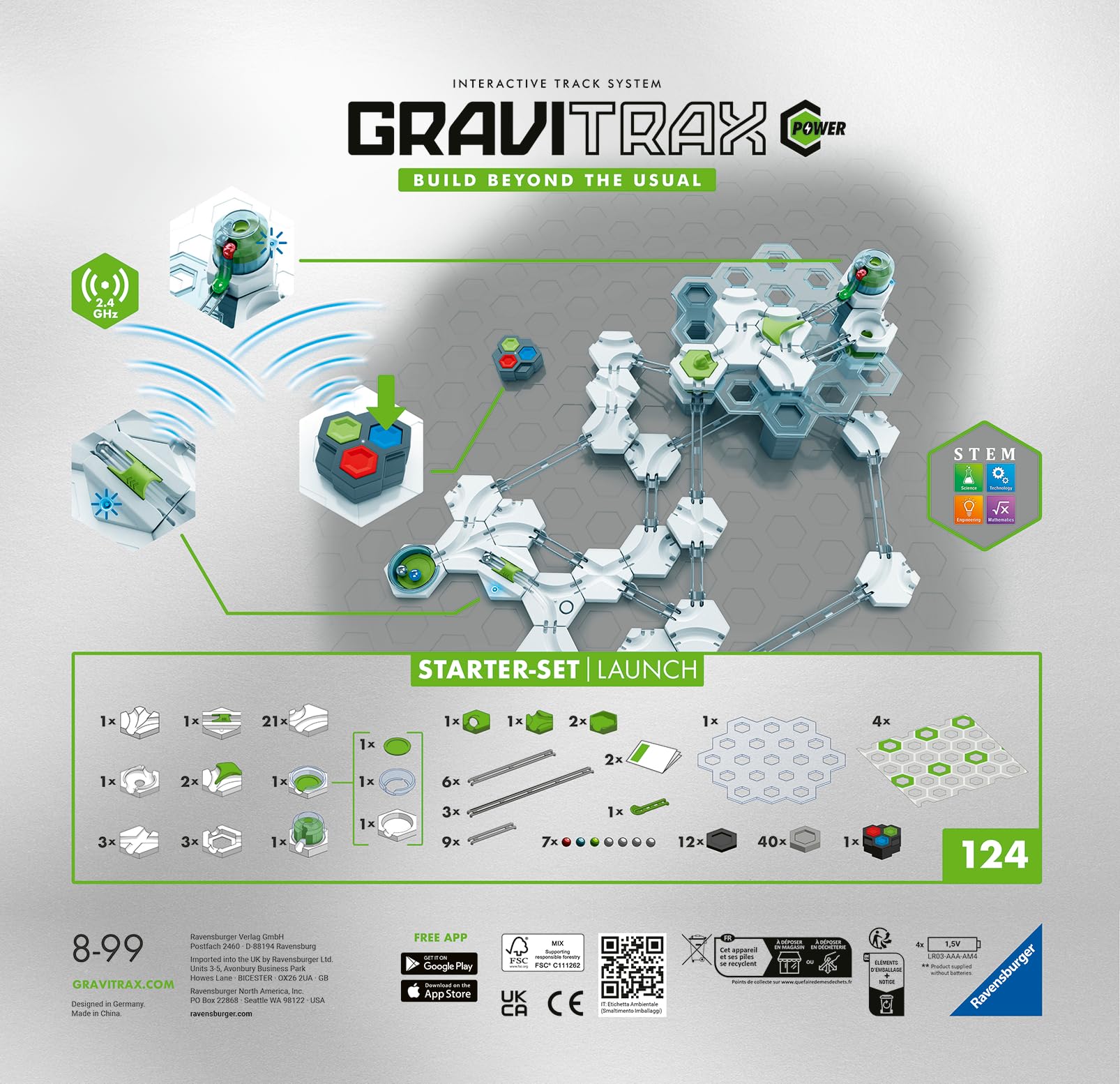 Ravensburger GraviTrax Power Starter-Set Launch. Erweiterbares interaktives Kugelbahnsystem mit elektronischen Elementen, für Kinder ab 8 Jahren