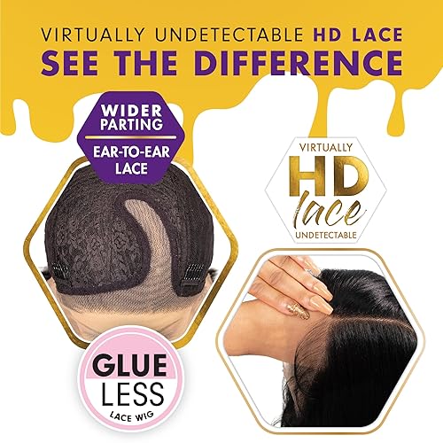 Miniatura 5 de Sensationnel Butta - Pelucas de encaje  Unidad 7 extra ancha de 5 pulgadas de profundidad, línea de cabello sintético previamente despuntada, sin