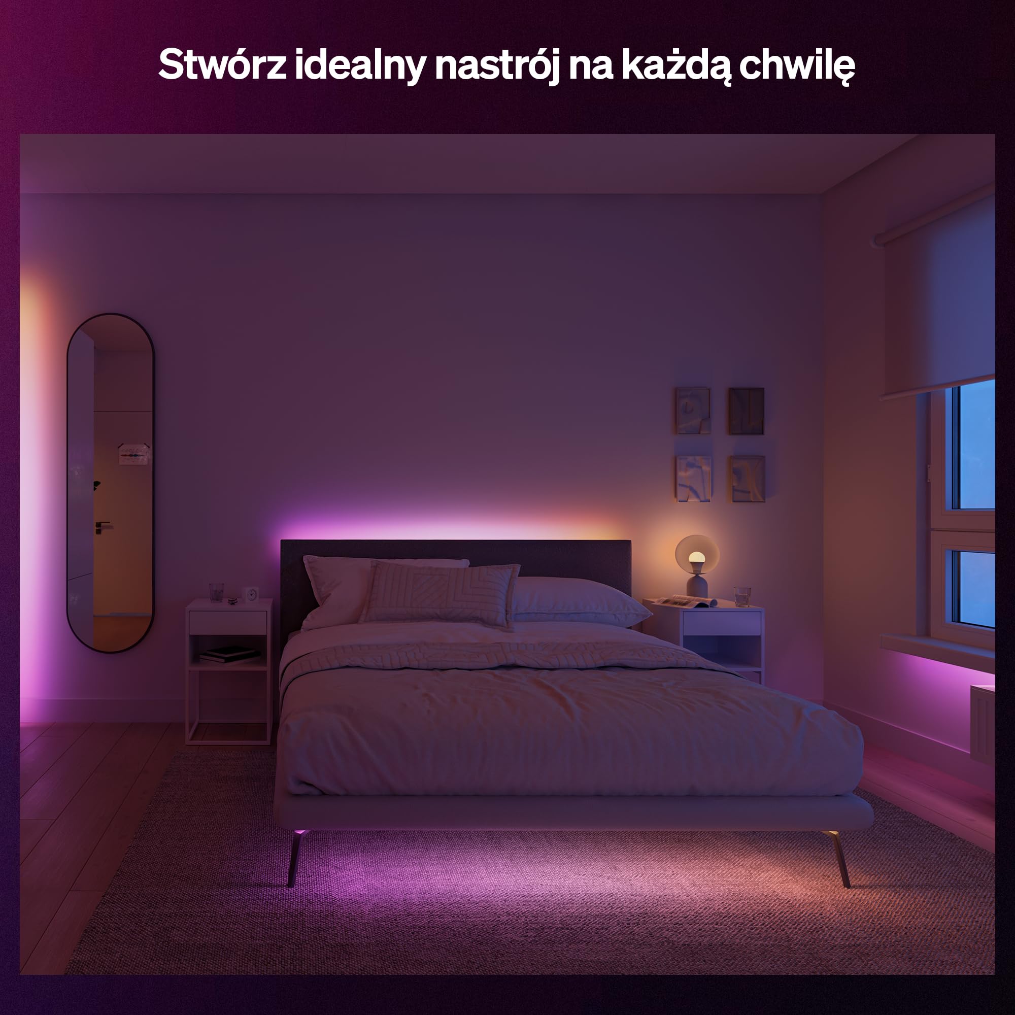 Hue Essential 10-Metrowa LED Taśma LED, RGBIC, Żywe Kolory i Nastrój, Elastyczne Oświetlenie Wewnętrzne, Łatwy Montaż, Aplikacja i Kontrola Głosowa, Alexa, Google Assistant i Apple Home