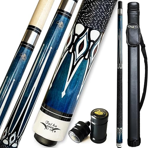 Miniatura 9 de Tai ba cues Palo de billar, punta de cuero multicapa de 13 mm, 58 pulgadas, envoltura de lino, palo de billar profesional de madera dura de arce B2