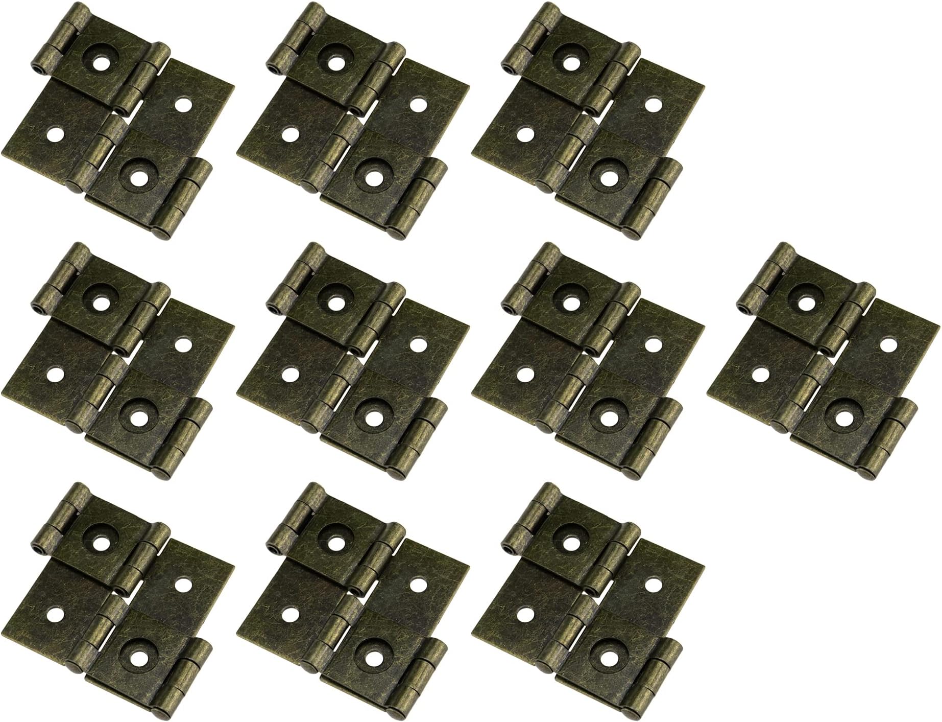 Tulead Bronze Folding Double Hinges Acting Screen Hinges Door Hinges 2.1"x1.85" Iron Cabinet Hinges Pack of 10 with Mounting Screws