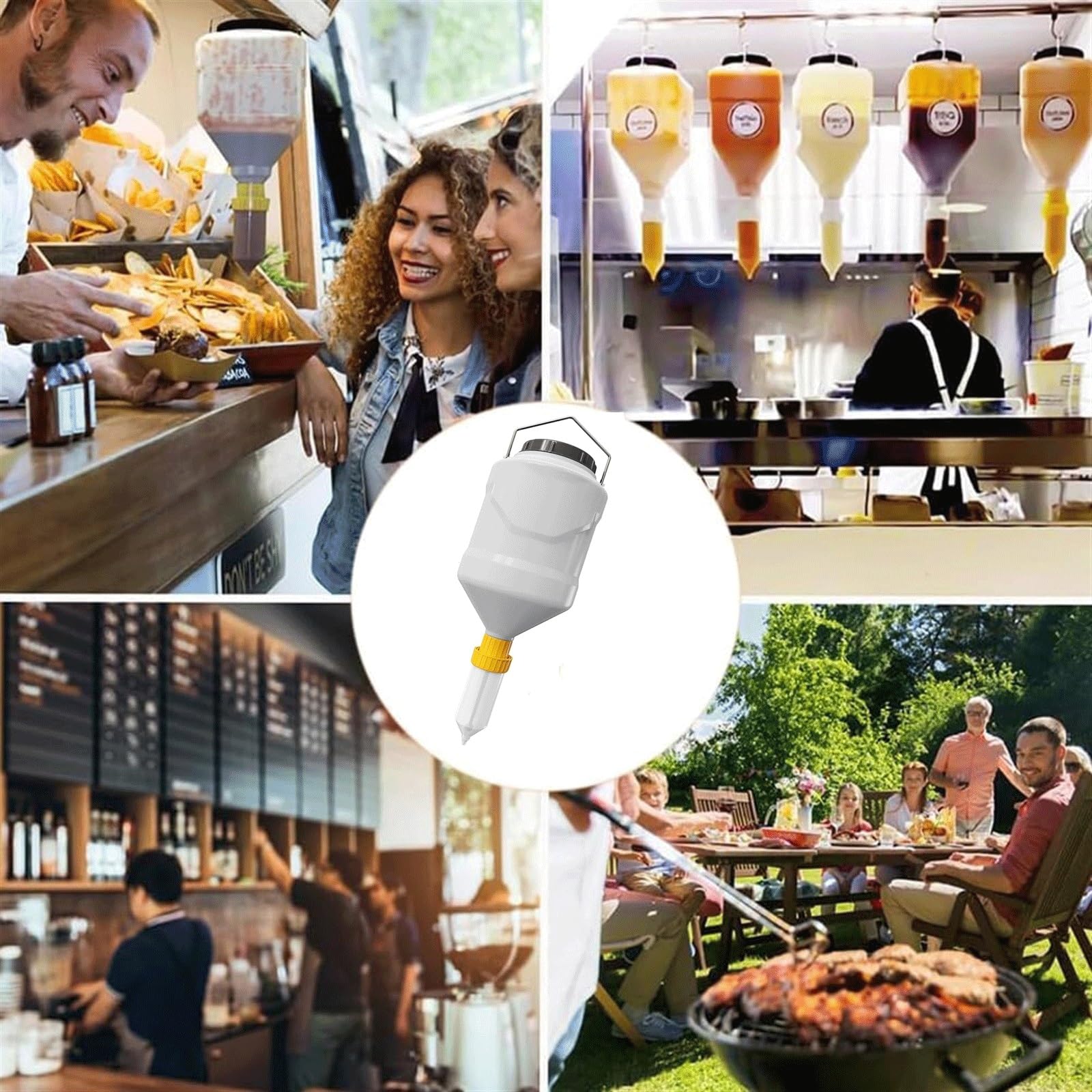 Dispenser for Salsa da Appendere da 5,5 L, Bottiglie di Ketchup da Spremere, Dispenser for Salse Ricaricabile, Bottiglia for Condimenti for Insalata for Cucina, Barbecue, Campeggio all'Aperto, Picnic