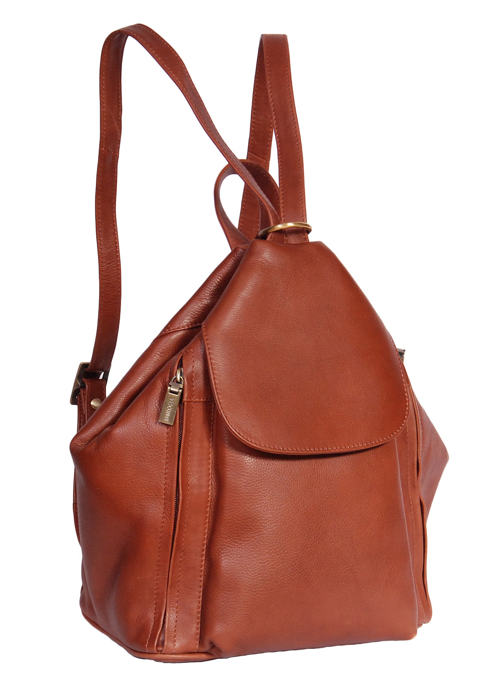 Womens Genuine Leather Backpack 'ROME' Brown Rucksack Organiser Bag 23x30x15cm