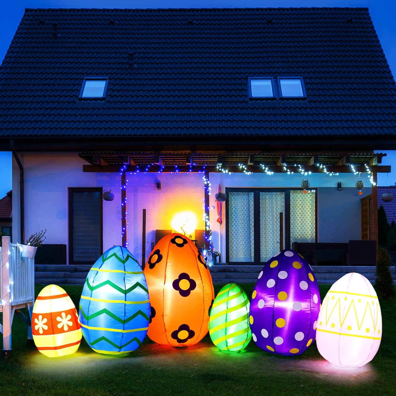 eBoot 9 ft Long Easter Eggs Inflatable Decorations Outdoor