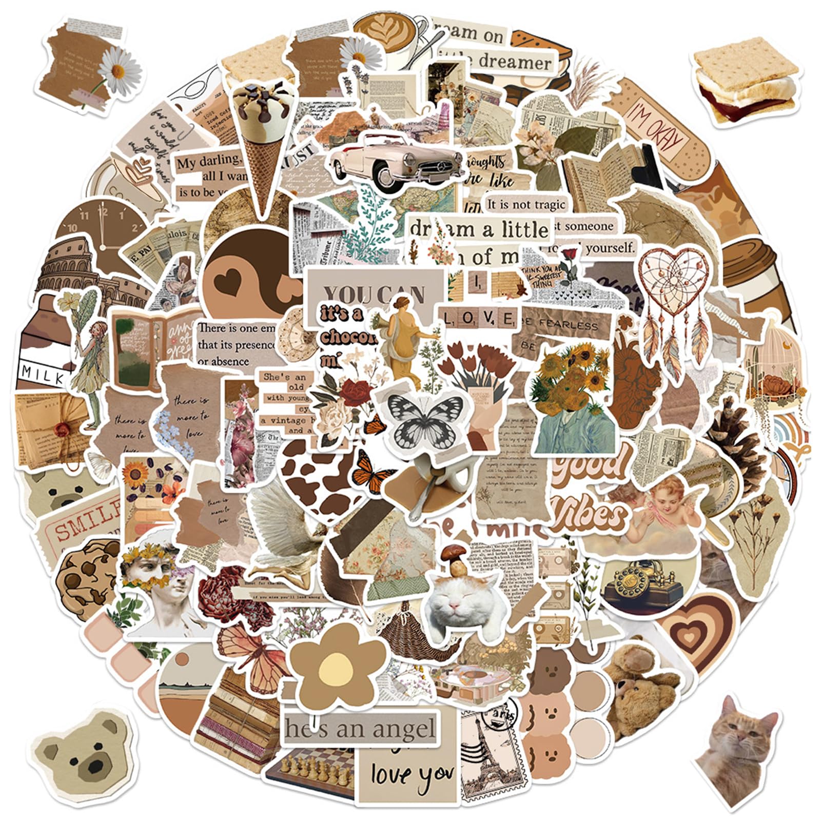 DGUSO 112 PCS Pegatinas Aesthetic, Stickers Aesthetic para álbumes de Recortes, Impermeable Pegatinas Vinilo Vintage Pegatinas Vintage para DIY, Coche, Moto, Scrapbooking, Ordenador Portátil etc
