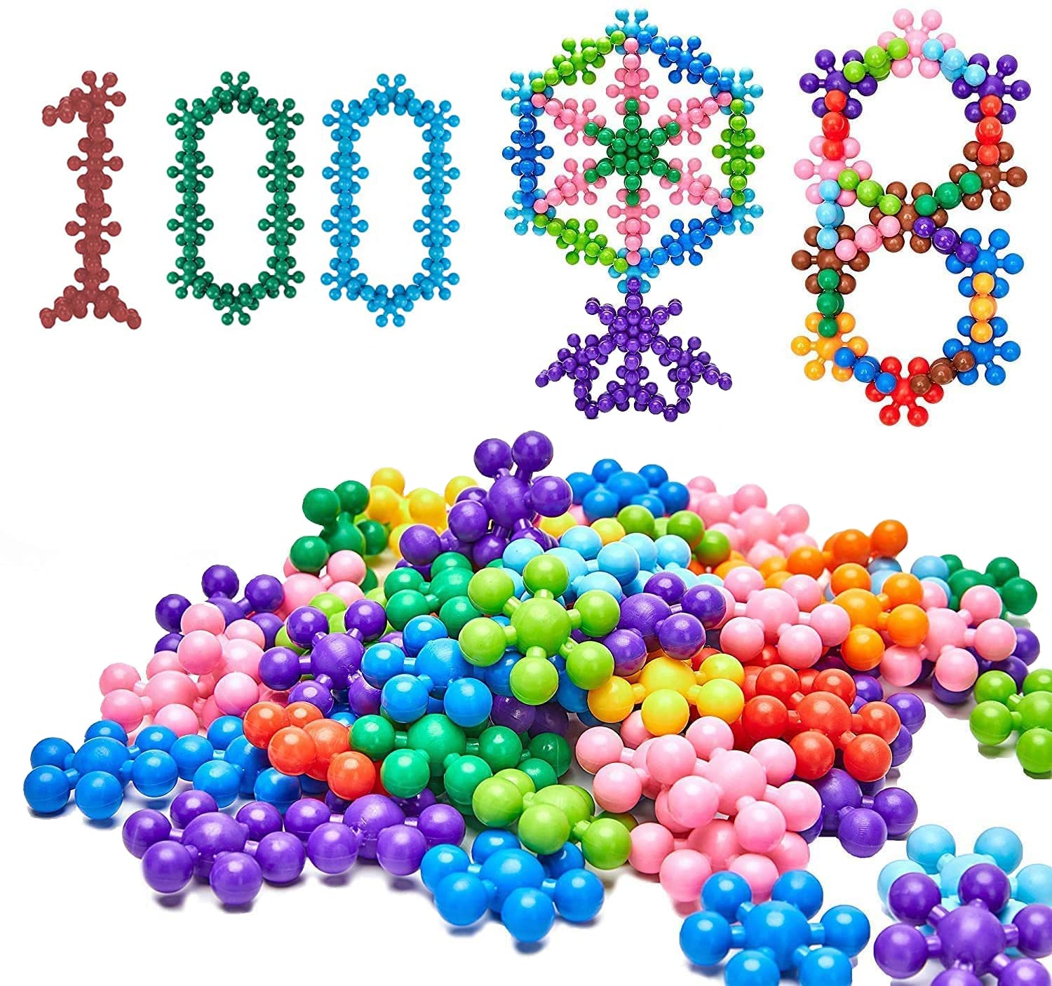 RATAVA Clip Connect Interlocking Solid Plastic Building Blocks Set Early Educational Toy for Preschool Kids Boys and Girls, Promotes Fine Motor Skills & Sensory Development (100PCS)