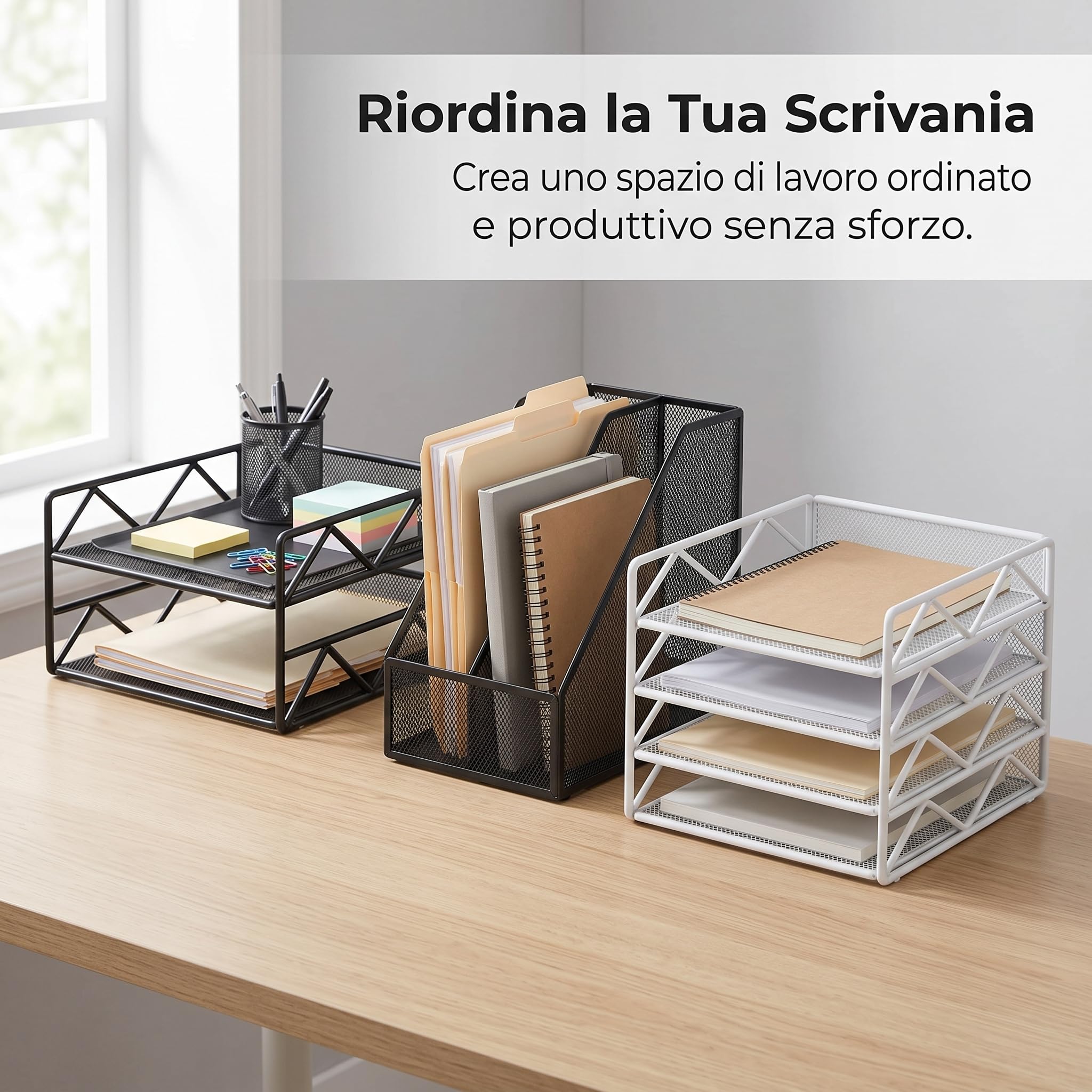 predolo Organizzatore da Scrivania con Ripiani Multipli per E Quaderni Raccotore Portadocumenti con Design Elegante E Funzionale per La Riduzione Del, Bianco, 4 strati, orizzontale, 33 * 26 * 36 cm