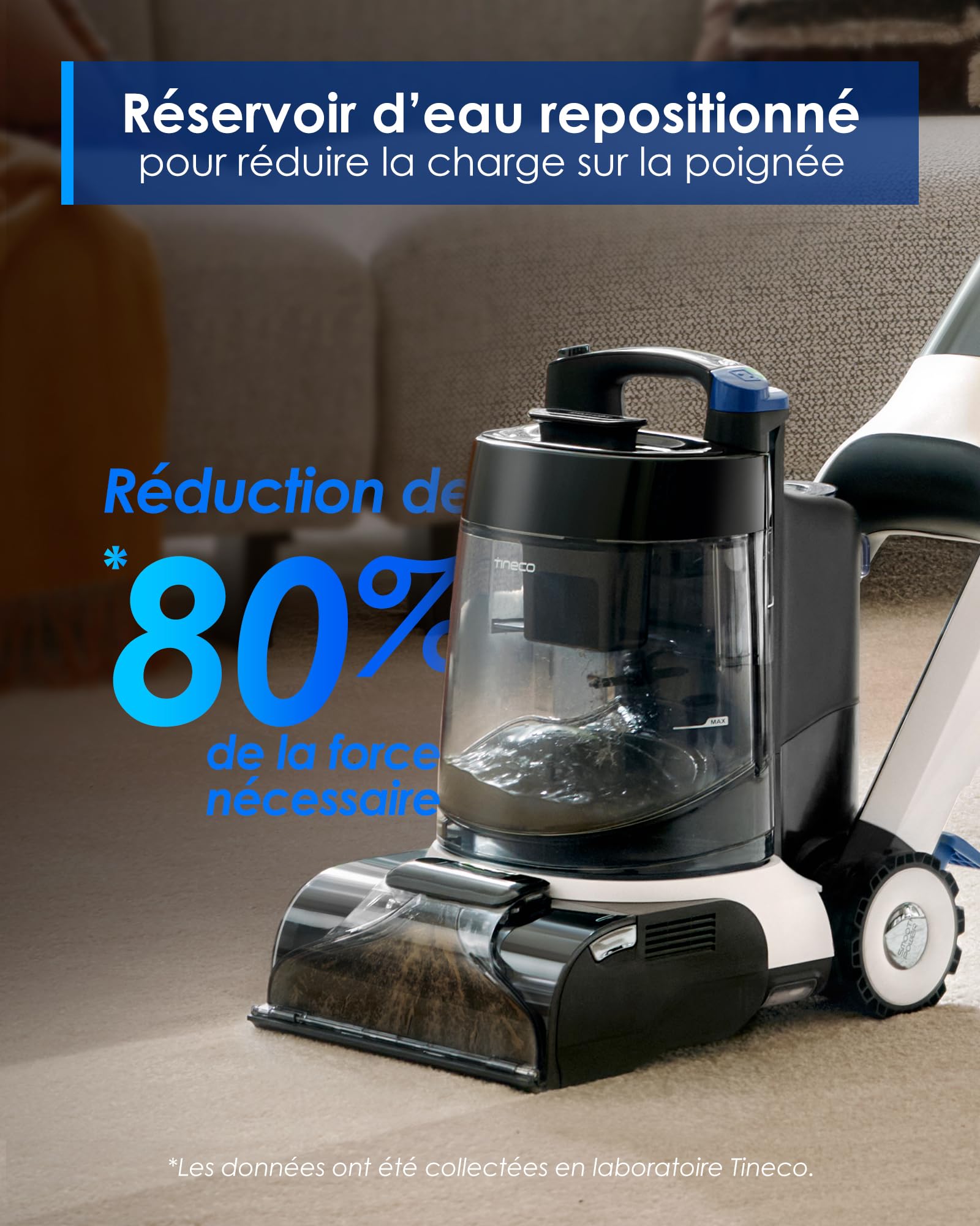 Tineco CARPET ONE Cruiser Nettoyeur de Tapis Intelligent, Auto-nettoyage et FlashDry, Shampouineuse, Nettoyage en Profondeur pour Tapis et Tissus d'Ameublement, Aspiration Puissante de 130W