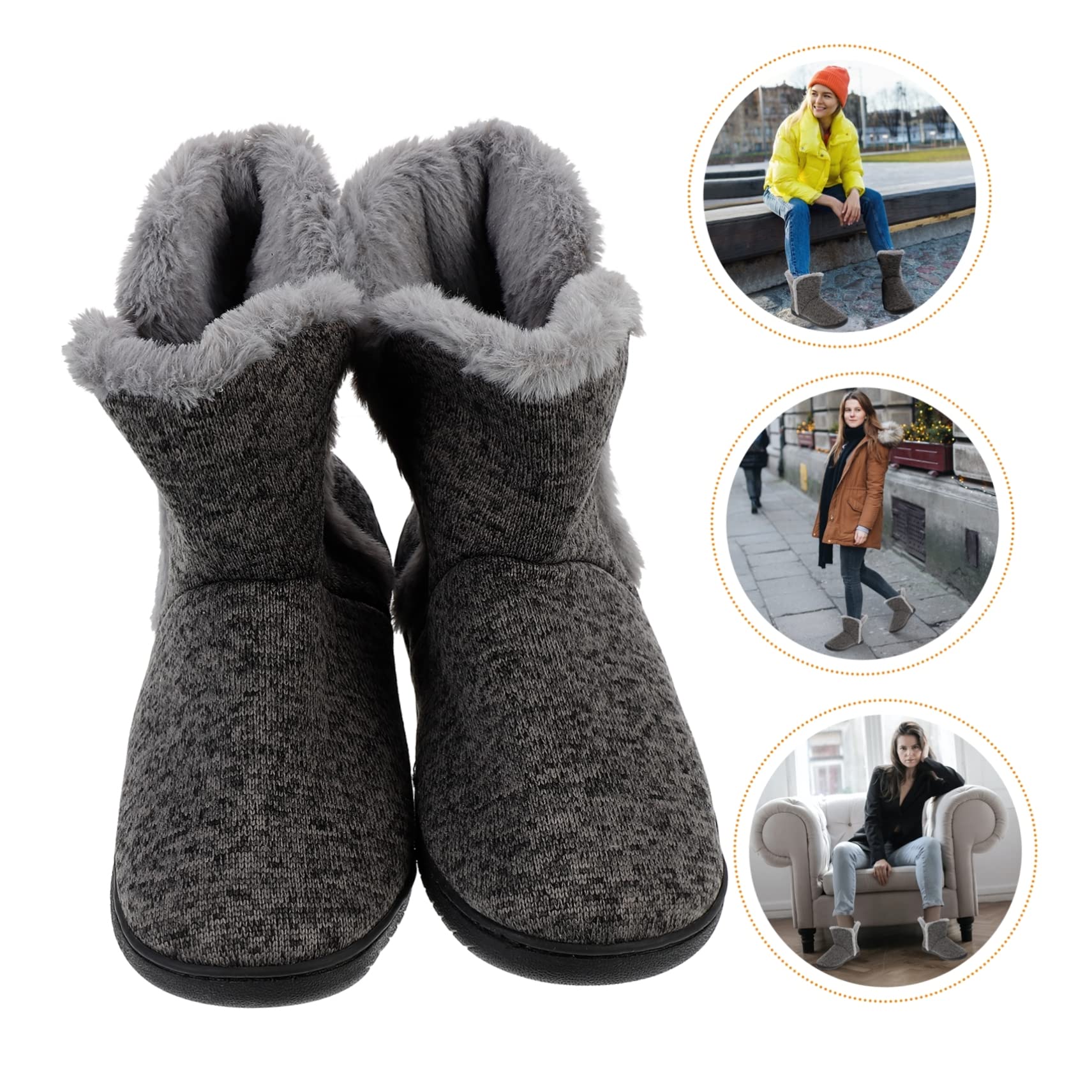 pantofole da uomo in cotone pantofole da casa per uomo scarpe da campeggio nevicare scarpe invernali mens slippers stivali da casa pantofole calde da Suola: Gomma Grey