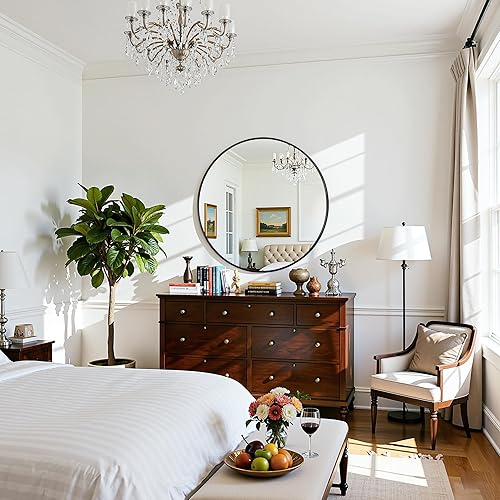 Miniatura 4 de Antok Espejo de pared, espejo de tocador de baño de 18 x 18 pulgadas, vidrio templado HD antioxidante, espejos montados en la pared para sala de