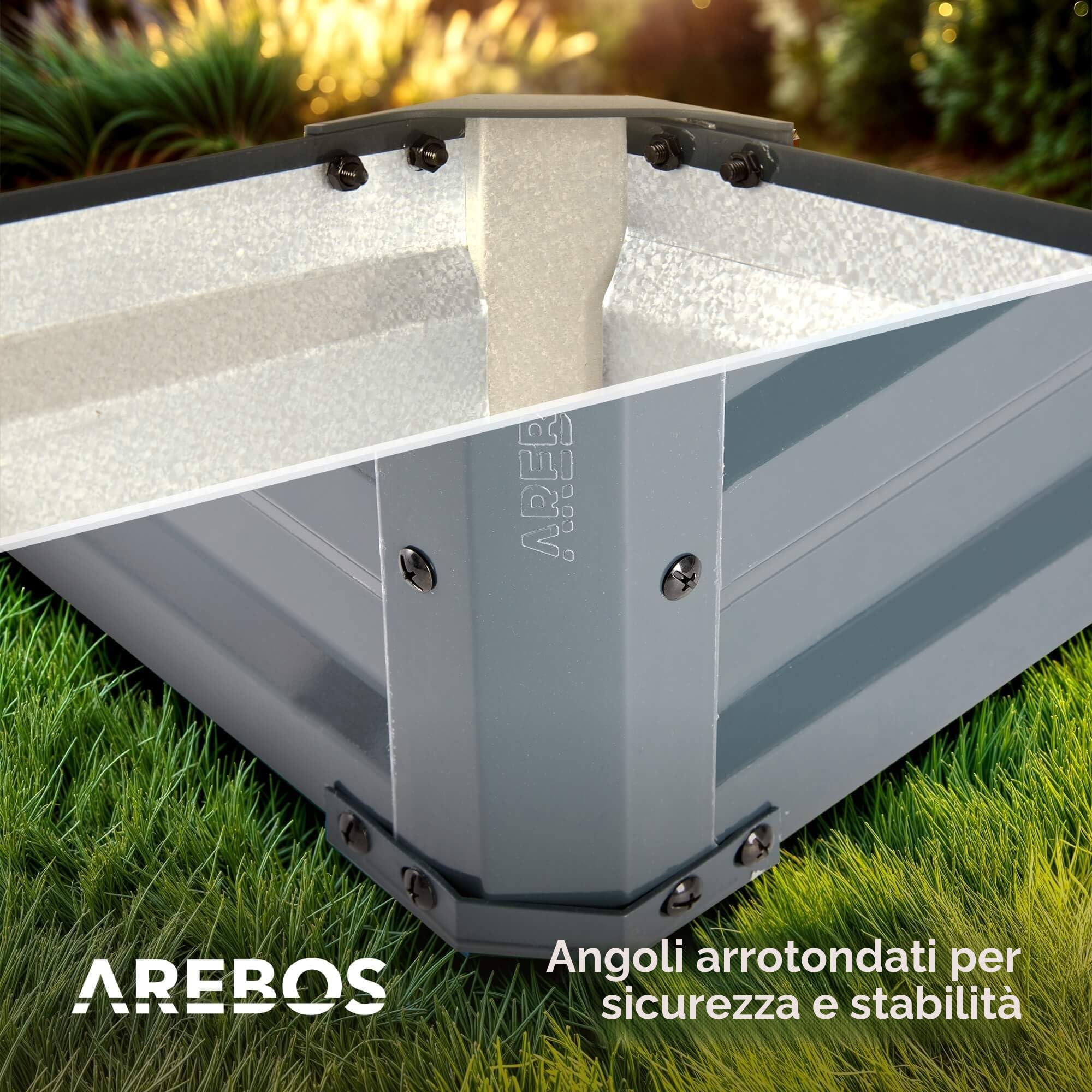 AREBOS Letto rialzato in metallo 240x90x45 cm | letto da giardino in acciaio zincato | letto per piante resistente alle intemperie e alla ruggine | letto rettangolare per orto e patio
