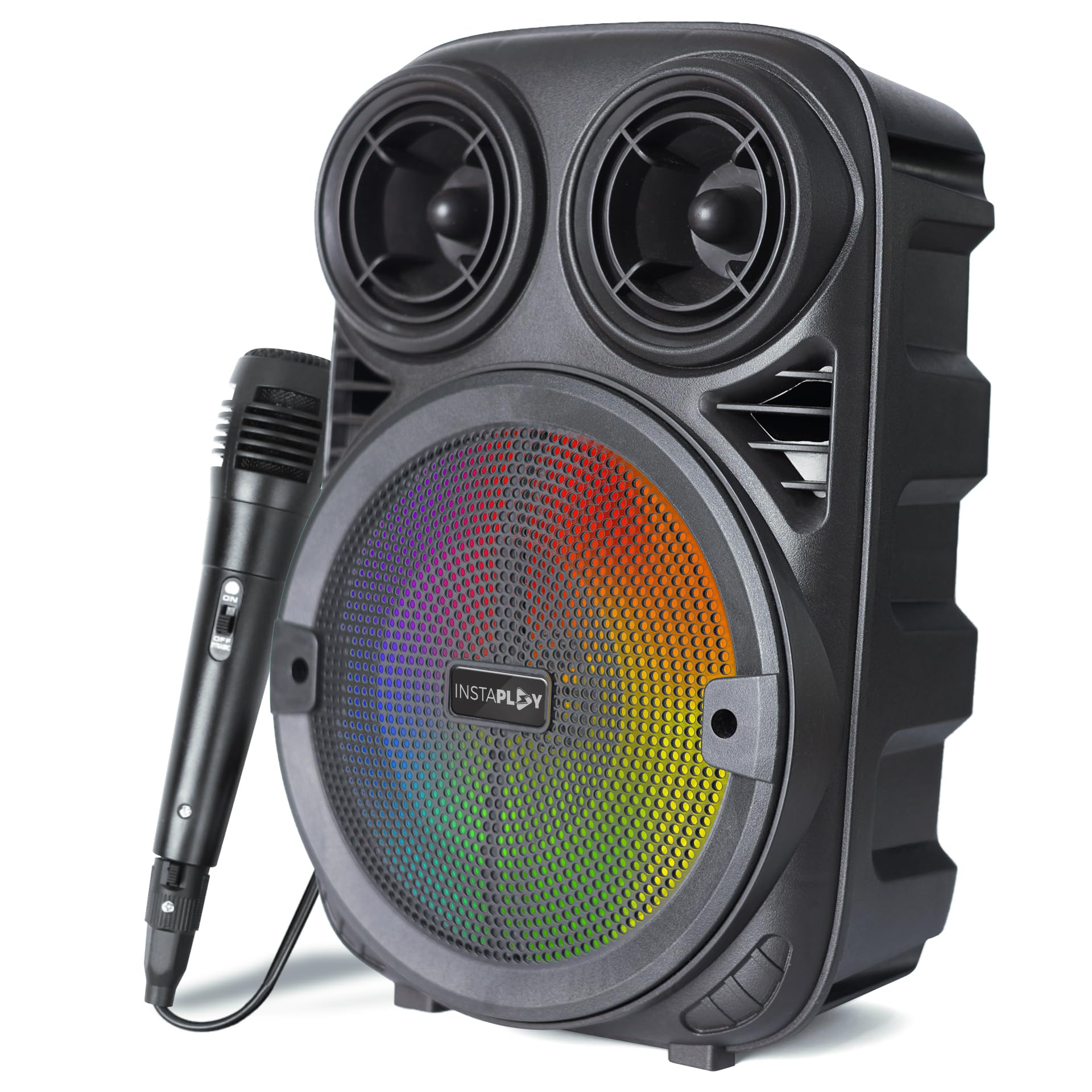 INSTAPLAY BLAST400 Party Speaker (Black) | 20W Wireless Bluetooth Speakers | USB, AUX, Karaoke & Wired Mic | Up to 4hrs Playtime | Home Theatre with Multicolor RGB Lights | for Laptop, Pc & Mobile
