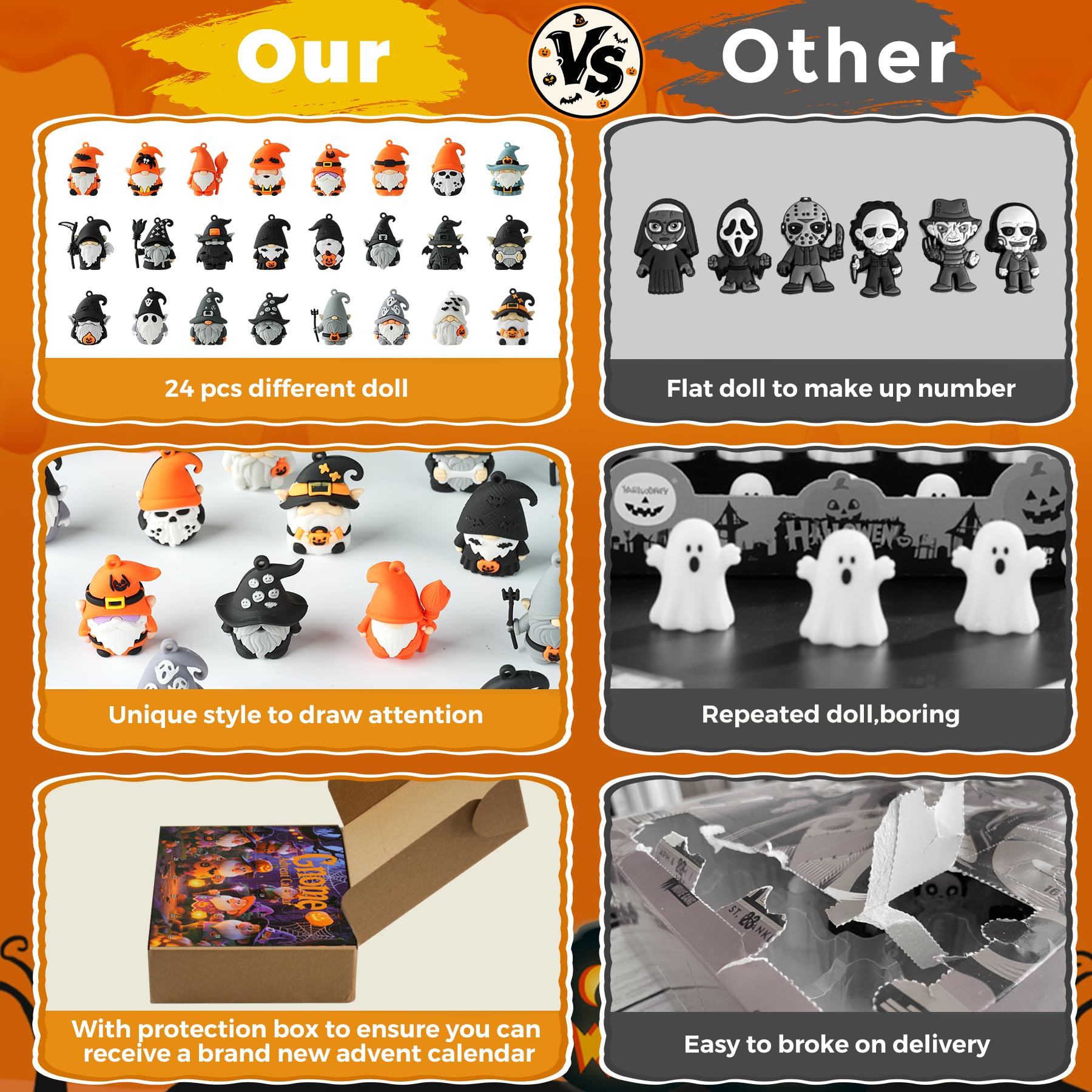 Calendario de Adviento de gnomo 2026, calendario de Adviento de cuenta regresiva de Halloween, calendario de Adviento, con 24 figuras coleccionables de gnomo, calendarios de Adviento de Halloween