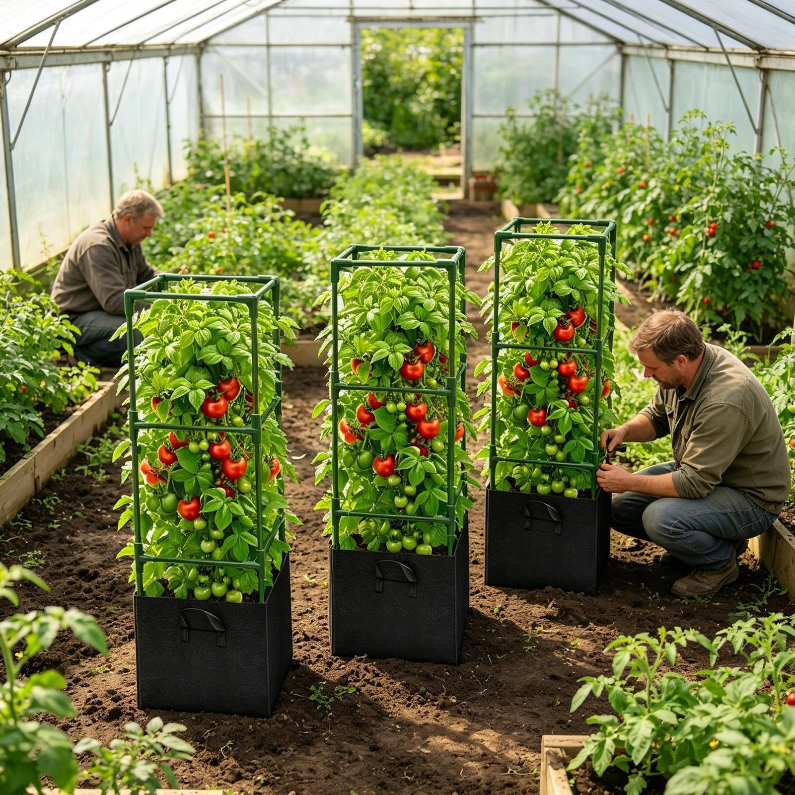 Generisch Tomatenkäfig - Hohe Rankkletterhilfe, 3 Stück - Tomaten-Rankhilfe für Hochbeet,Für Gurken, Paprika, Auberginen Und Auf Terrasse, Garten, Hochbeet
