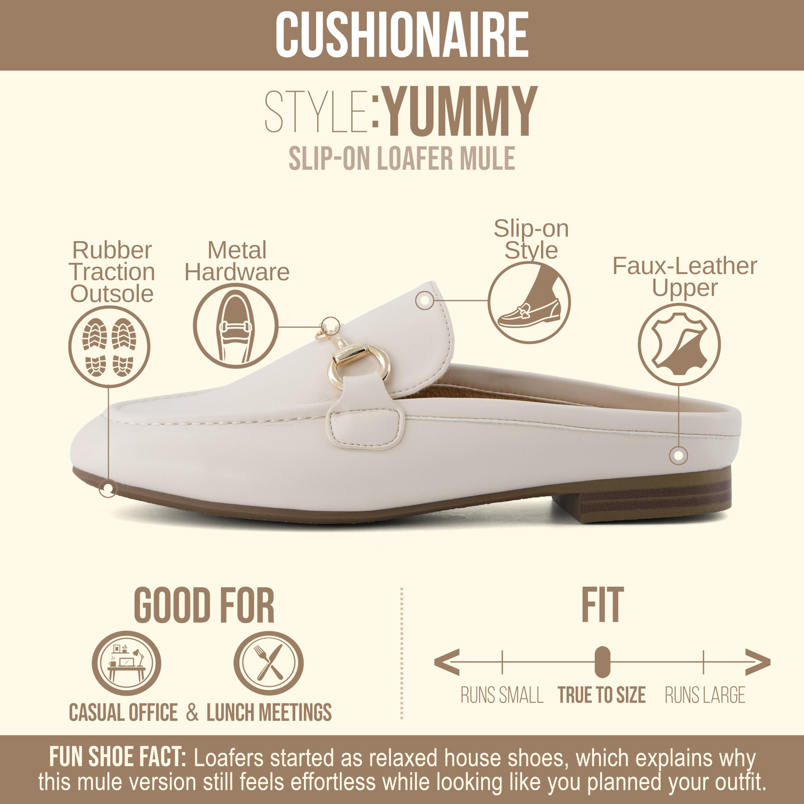 CUSHIONAIRE Yummy Slip On Womens Mules, Business Casual Loafers for Women with Low Heel and Metal Chain Detail — view 4